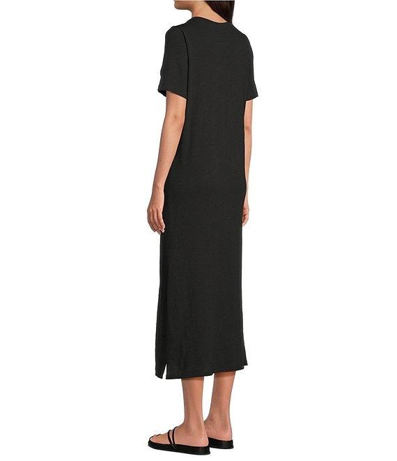 Eileen Fisher Organic Cotton Slub Jersey Crew Neck Short Sleeve Midi Dress Product Image