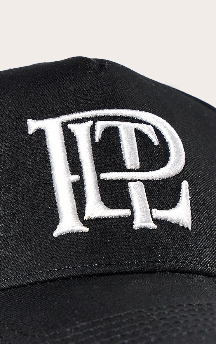 Black Pretty Little Thing White Embroidered Cap Product Image