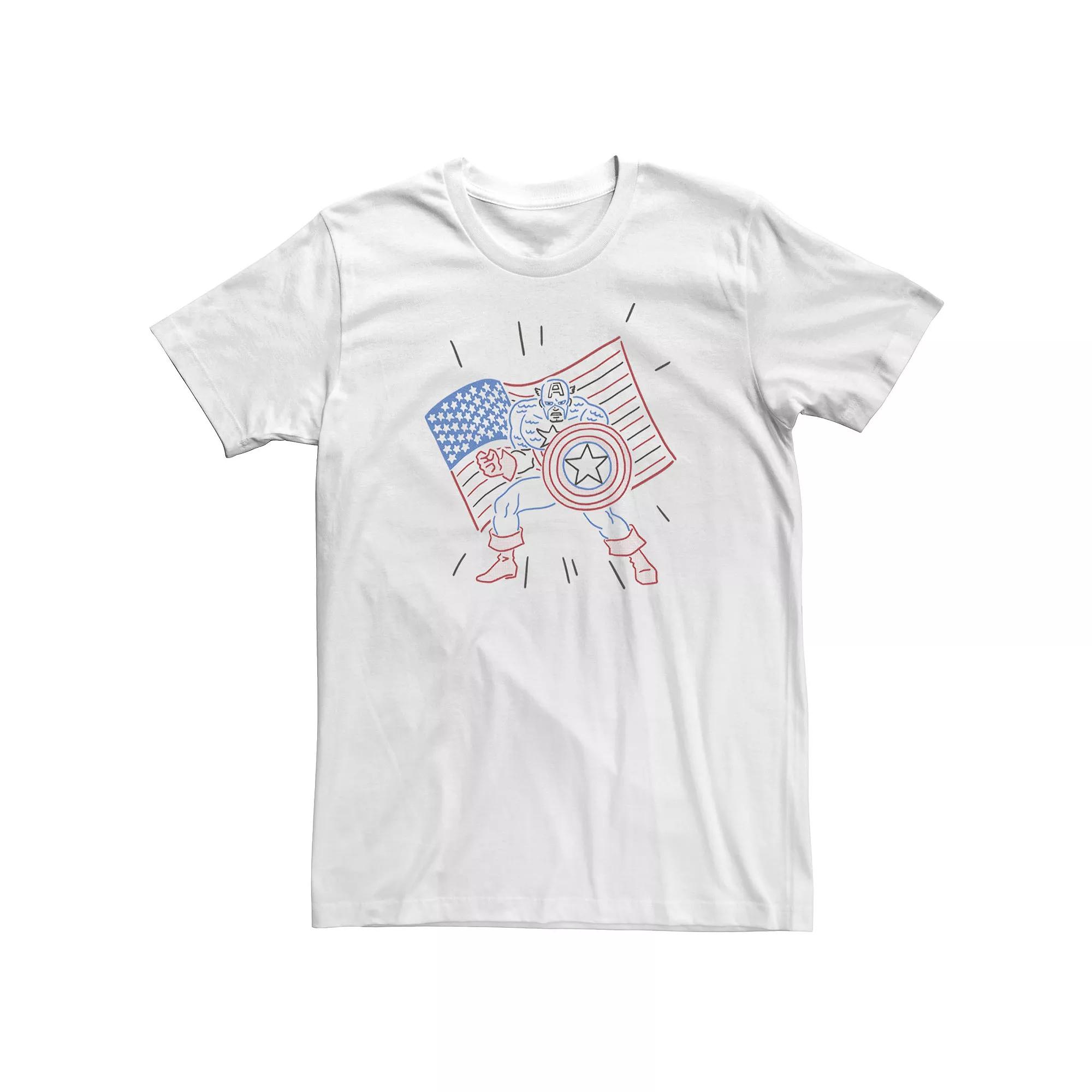 Big & Tall Marvel Captain America Patriotic Line Art Tee, Men's,  Product Image