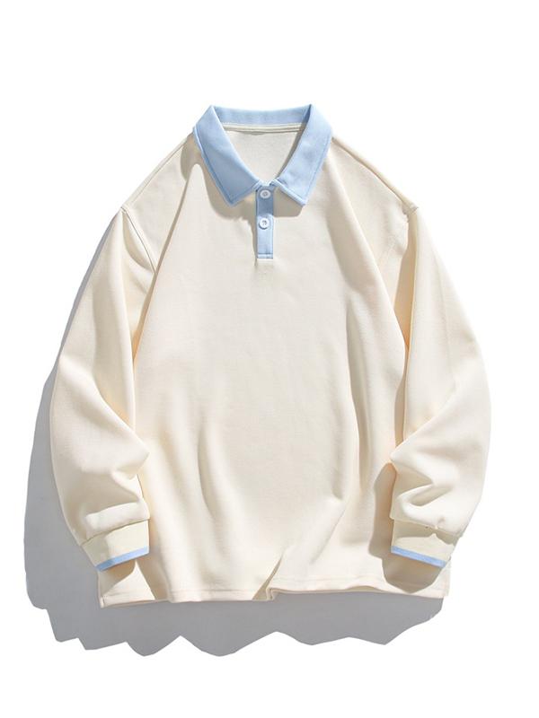 Men's Solid Lapel Neck Sweatshirt Product Image