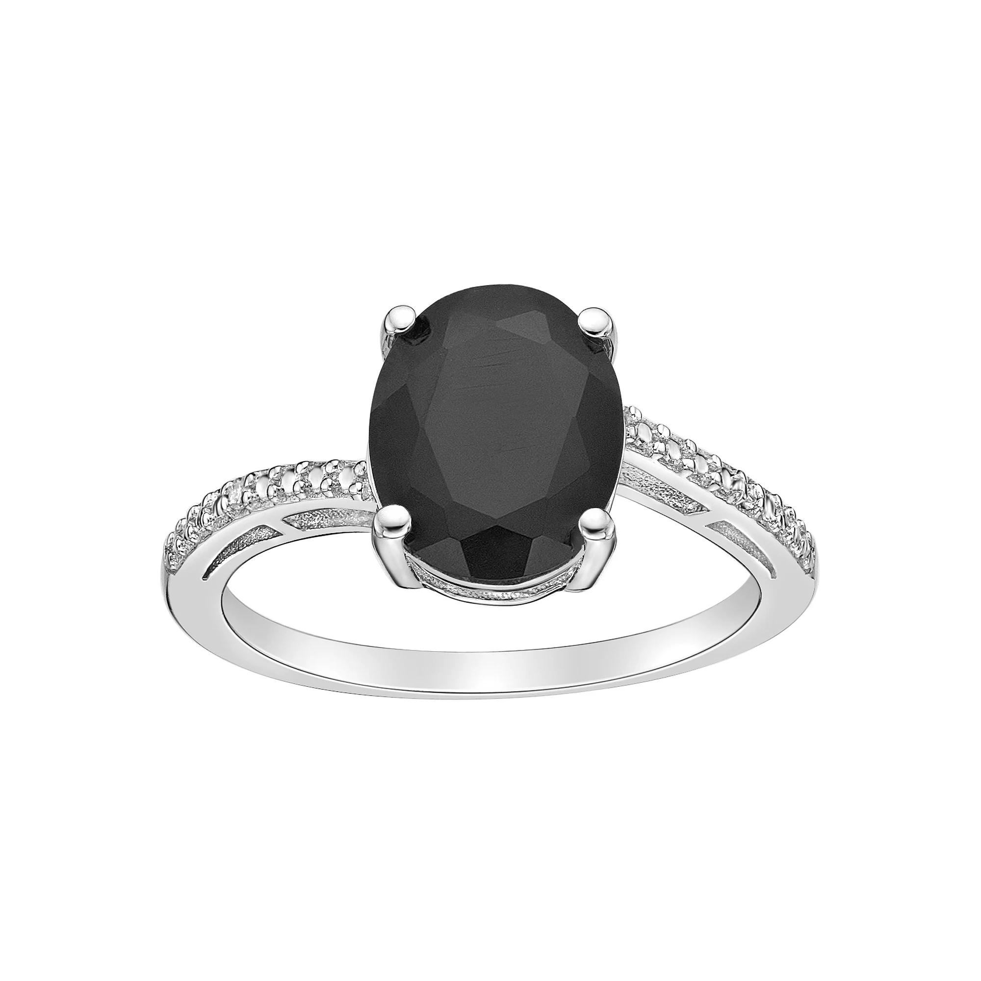 Gemminded Sterling Silver Black Onyx & Diamond Accent Ring, Womens Product Image