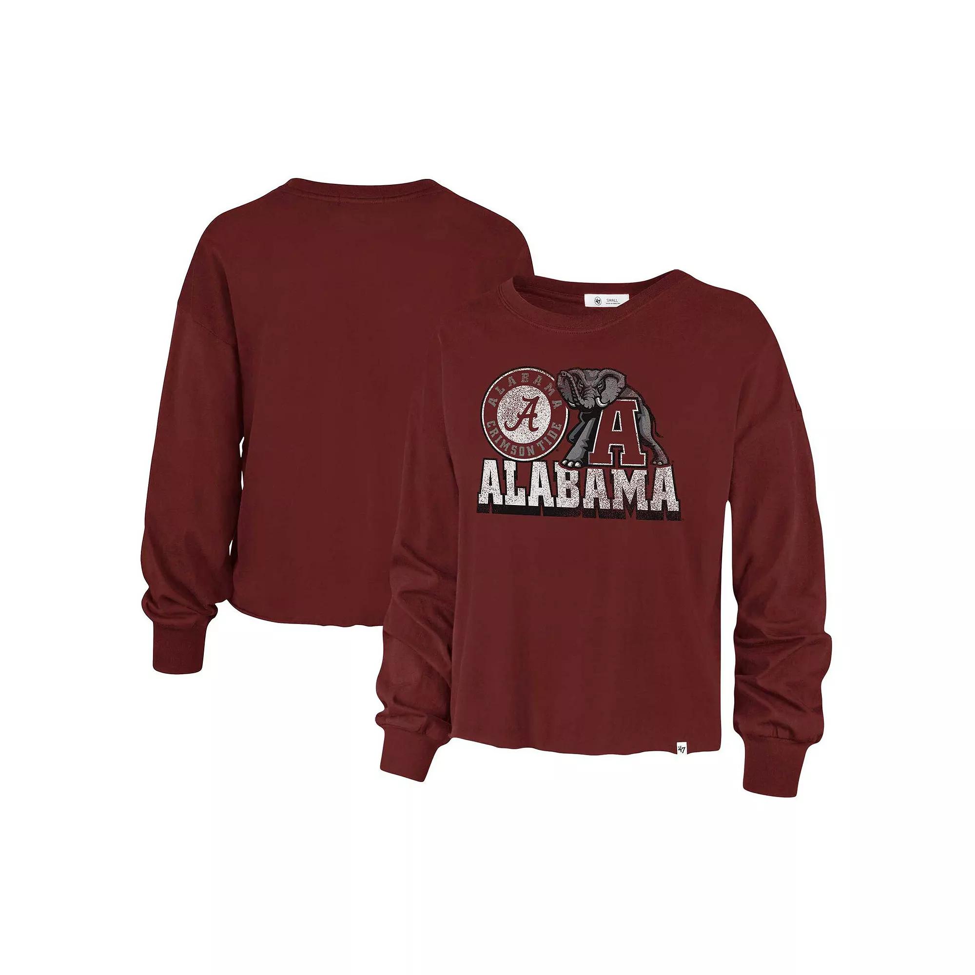 Women's '47 Crimson Alabama Crimson Tide Bottom Line Parkway Long Sleeve T-Shirt, Size: Small, Red Product Image
