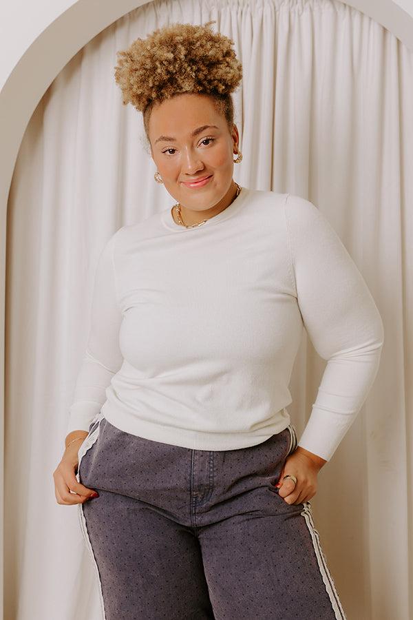 Breezy Chic Knit Sweater Top in Ivory Curves Product Image