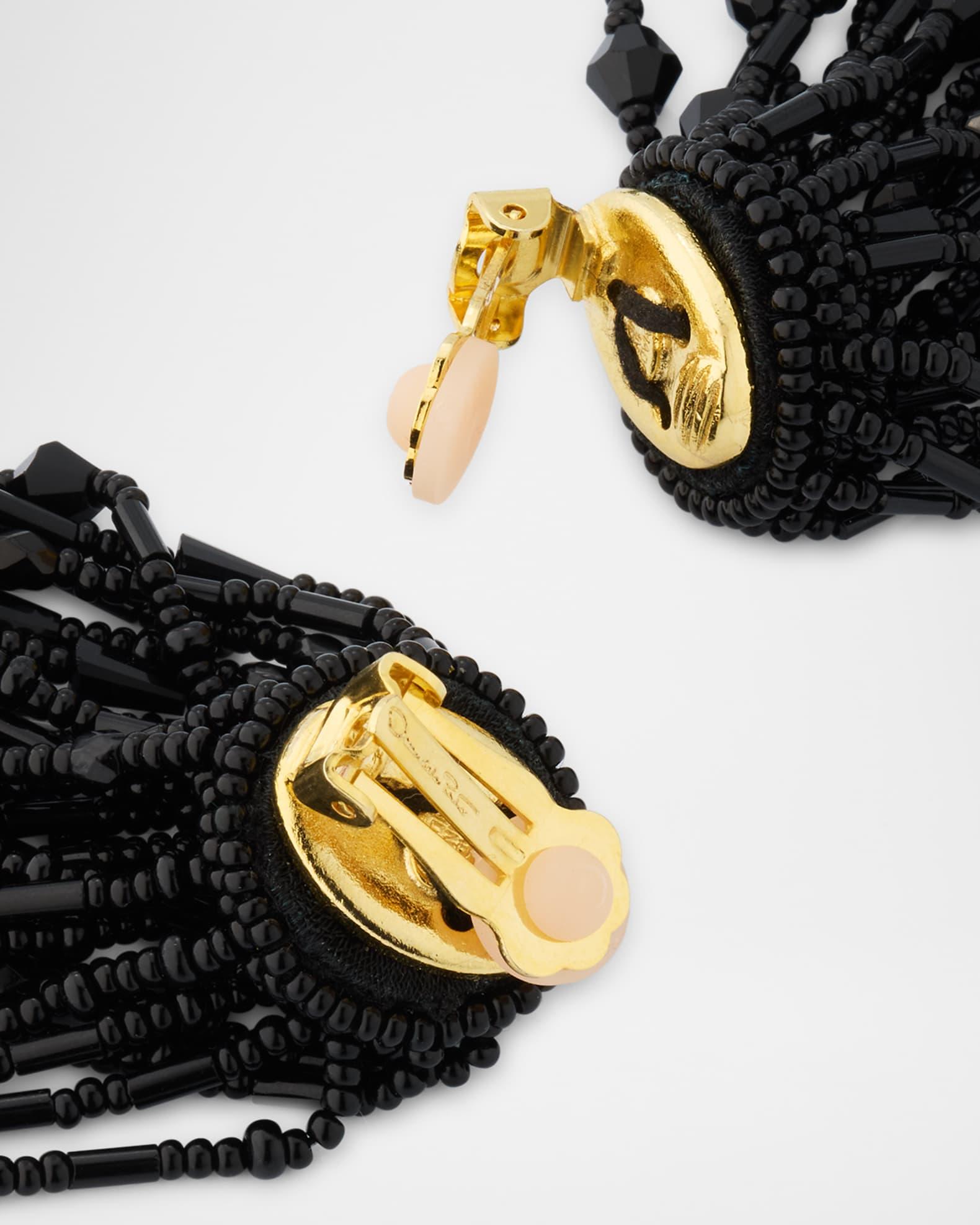 Faceted Bead Pompon Earrings Product Image