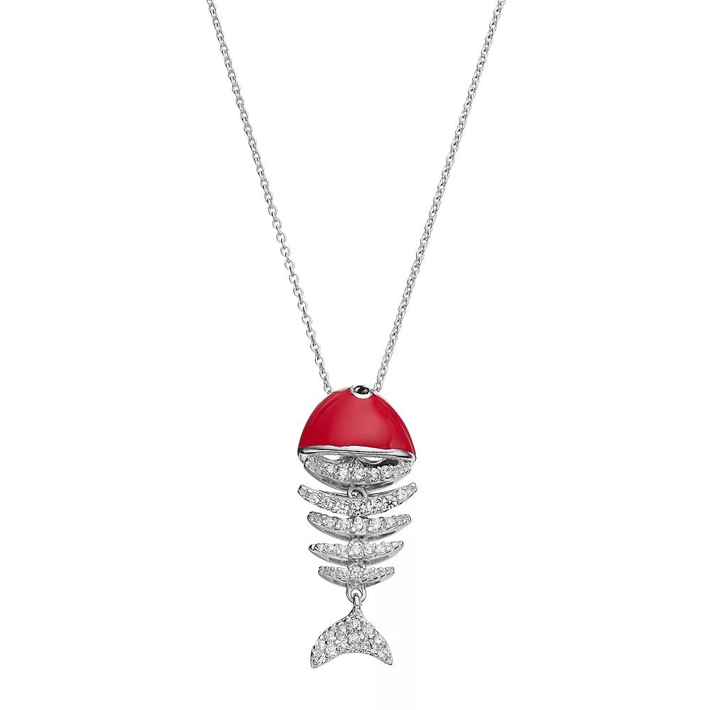 Sophie Miller Sterling Silver Cubic Zirconia Fish Pendant, Women's,  Product Image