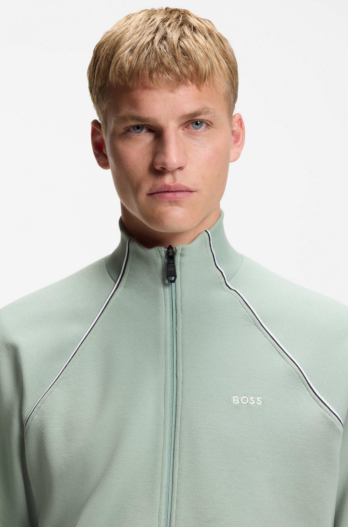 Contrast-piping sweatshirt in a cotton blend Product Image