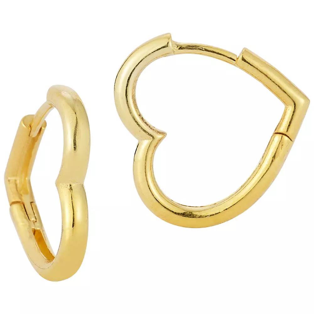 Sunkissed Sterling Big Heart Huggie Hoop Earrings, Women's, Gold Tone Product Image