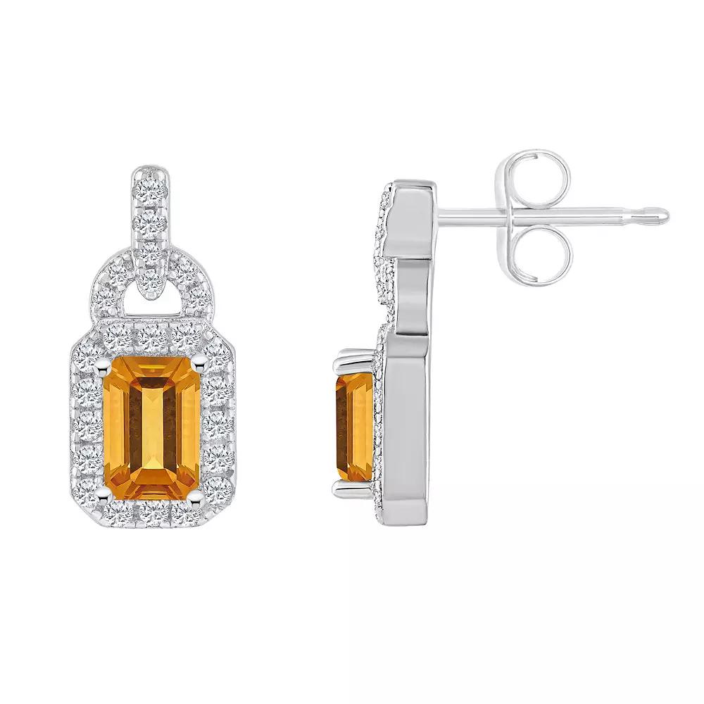 Celebration Gems Sterling Silver Citrine & White Topaz Accent Drop Earrings, Women's Product Image