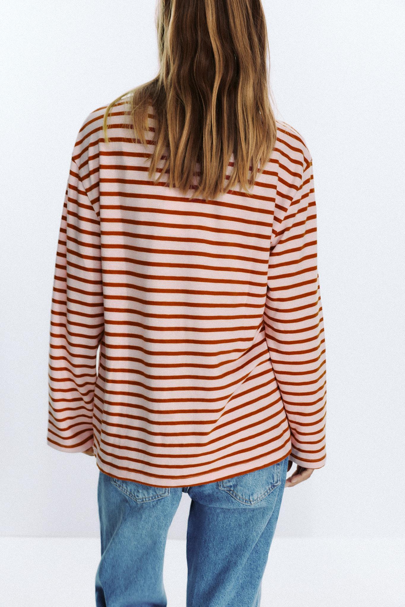 SLUB STRIPED COTTON T-SHIRT Product Image