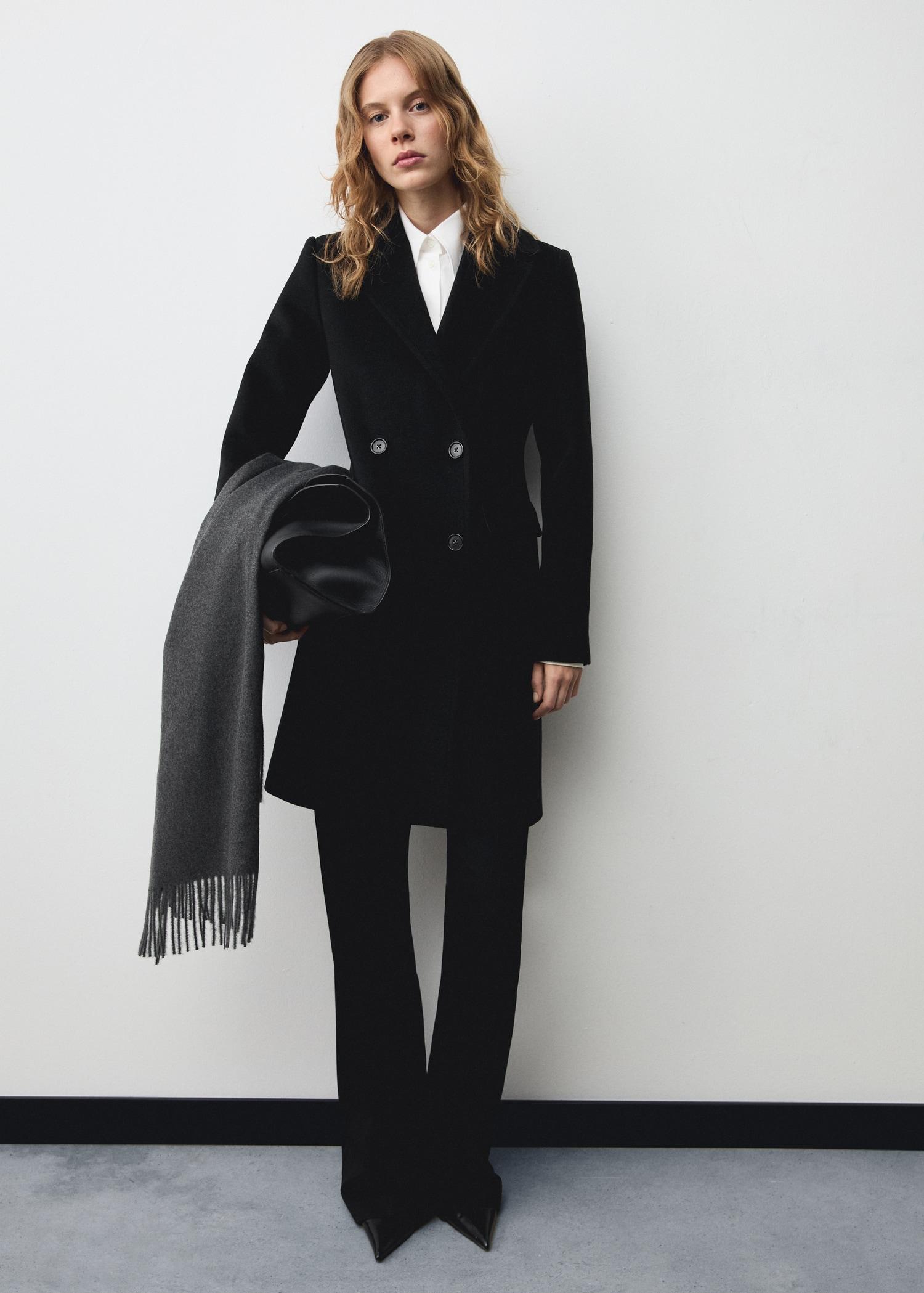 Double-breasted midi wool coat - Women | MANGO USA Product Image