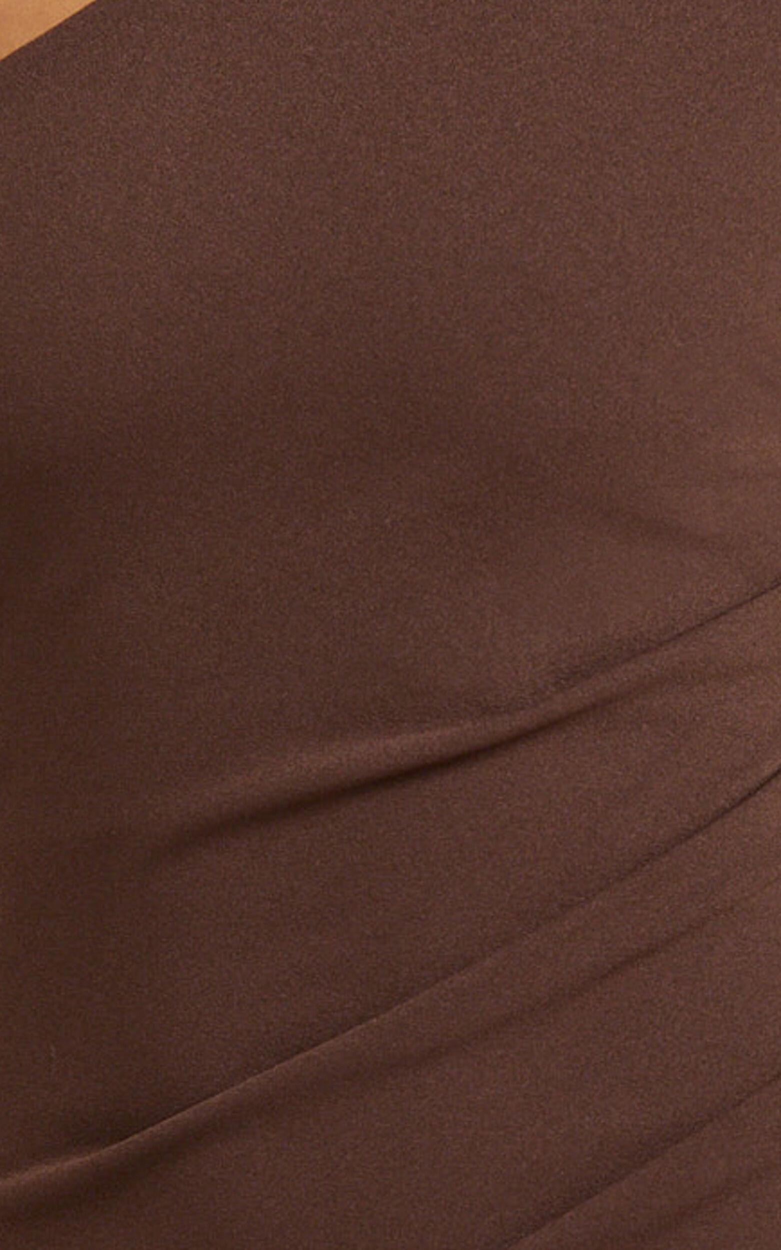 Criselda Maxi Dress - One Shoulder Maxi Dress in Chocolate Product Image