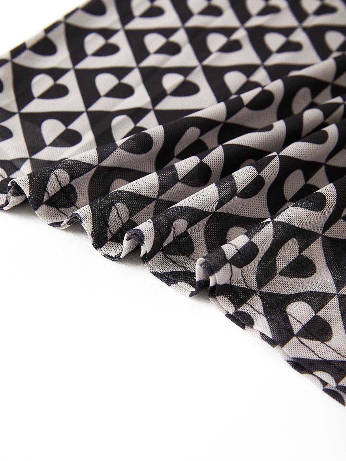 Heart Checkered Print Long Sleeve Tee Product Image