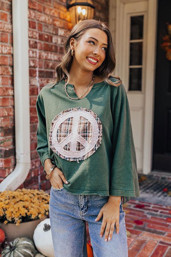 Peace And Love Vintage Wash Tee in Hunter Green Product Image