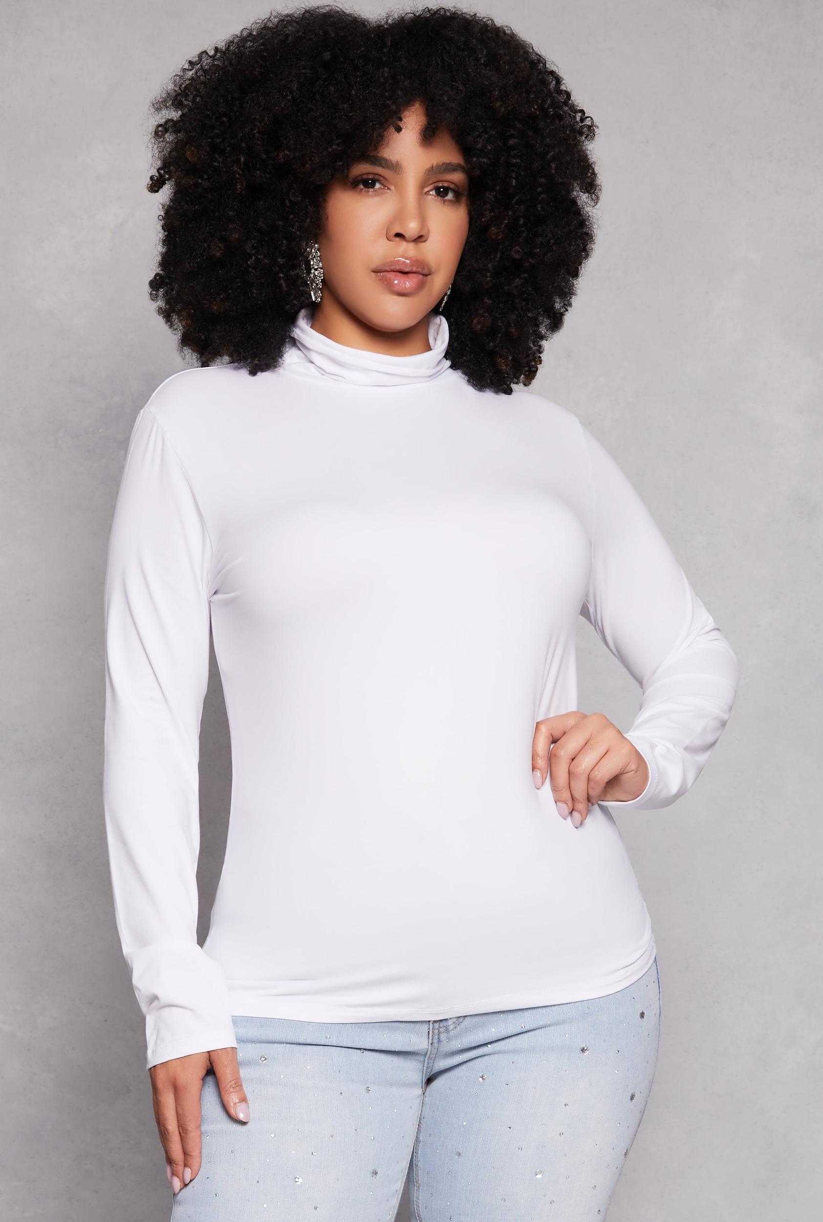 Womens Plus Size Basic Soft Knit Turtleneck Top Product Image