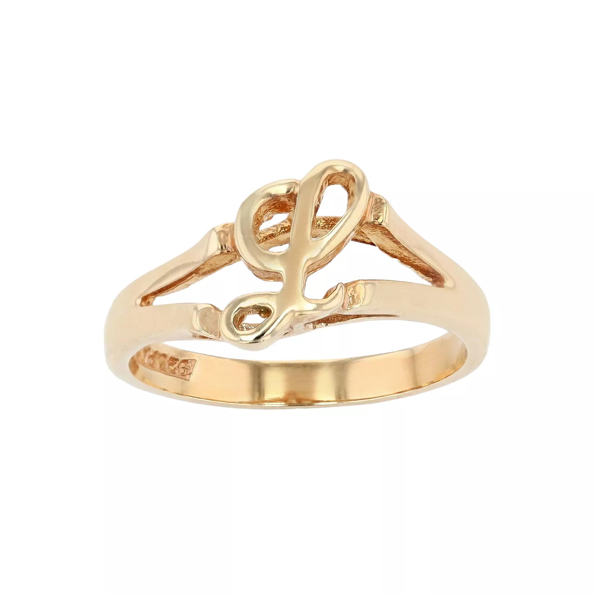 Traditions Jewelry Company 18k Gold Over Silver Script Initial Ring, Womens Product Image