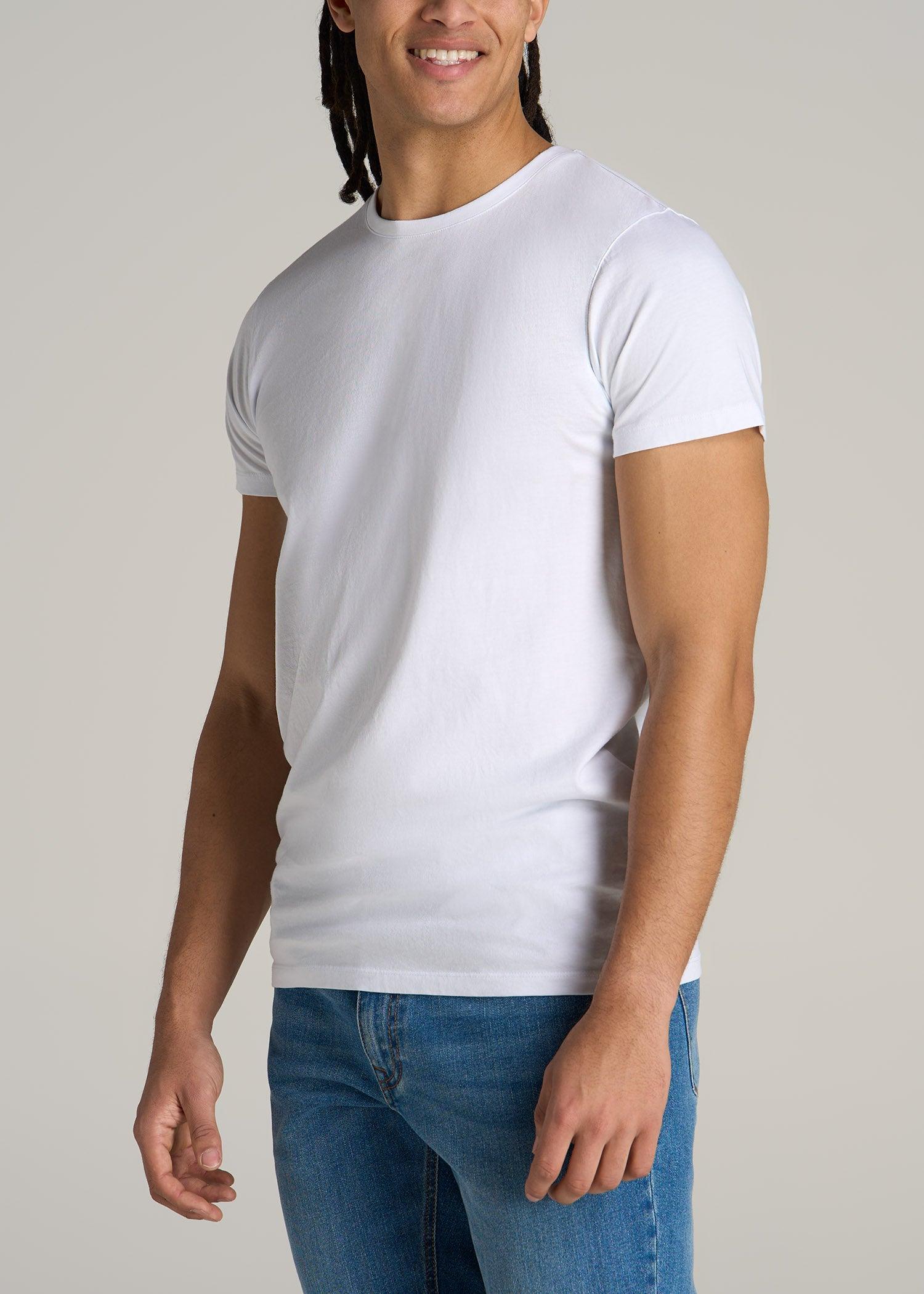 Modern Fit Garment Dyed Cotton T-Shirt for Tall Men in White Male Product Image