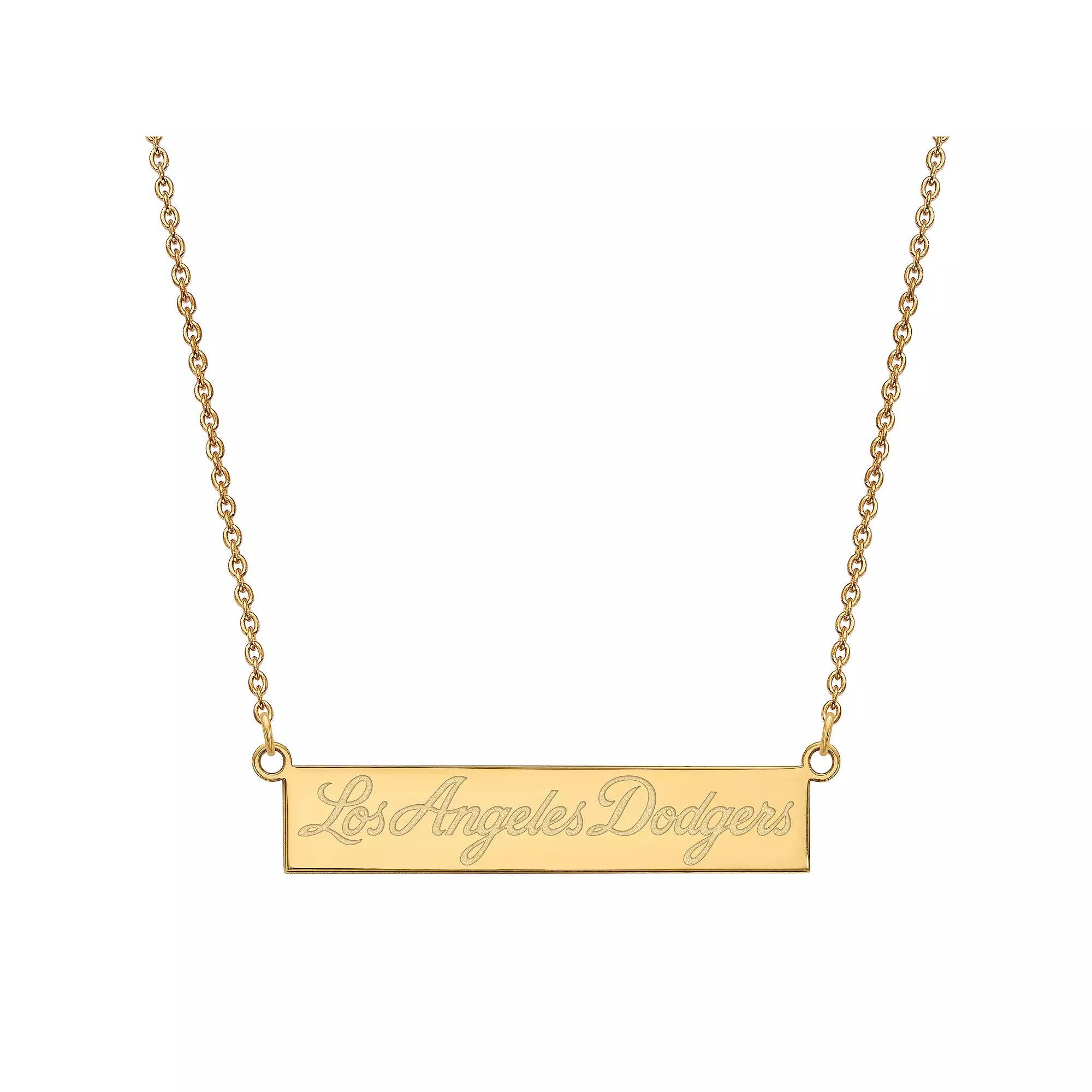 LogoArt Sterling Silver Los Angeles Dodgers Small Bar Necklace, Women's, Gold Tone Product Image