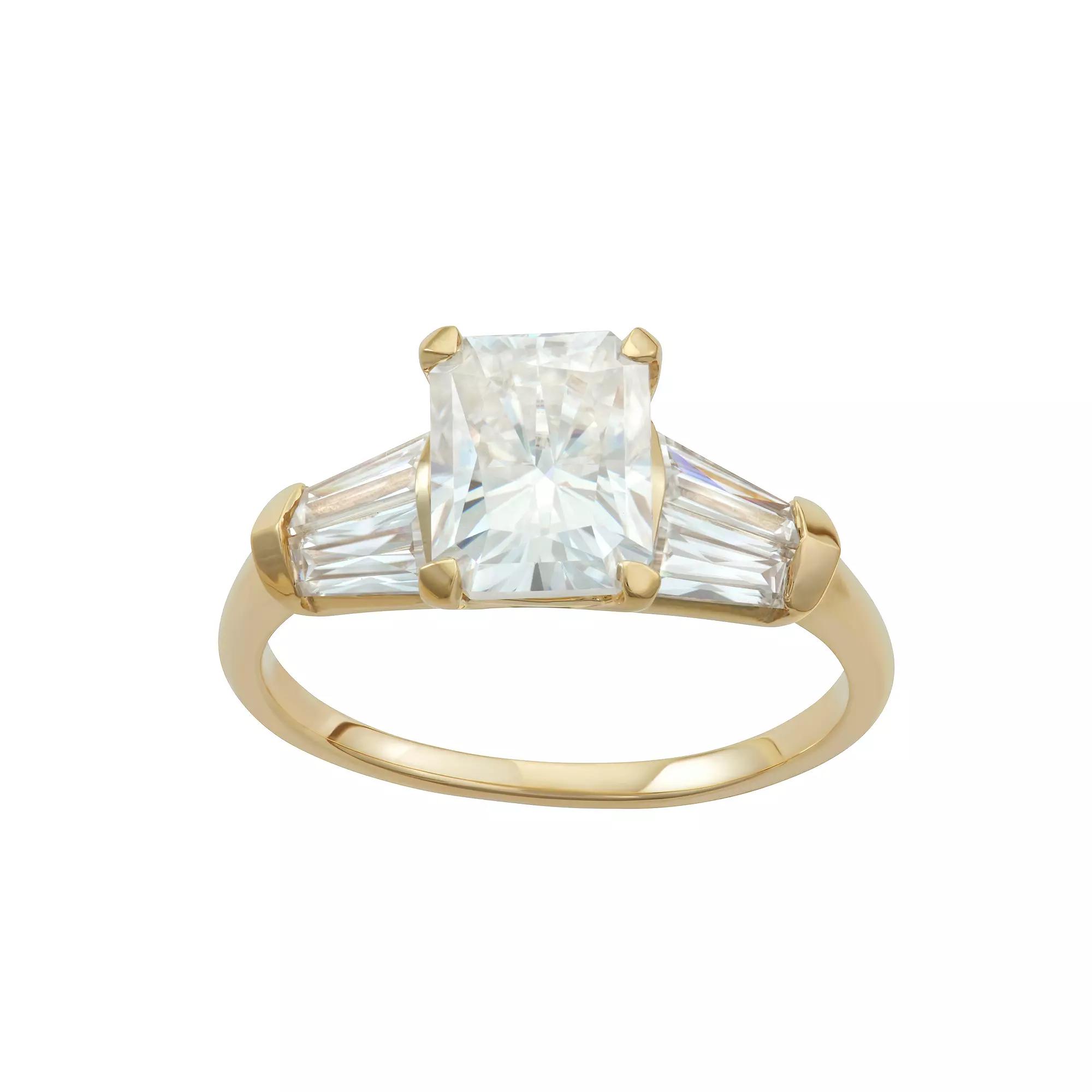 Charles & Colvard 14k Gold 3 7/8 Carat T.W. Radiant Cut Lab-Created Moissanite Engagement Ring, Women's, Size: 9, Yellow Product Image