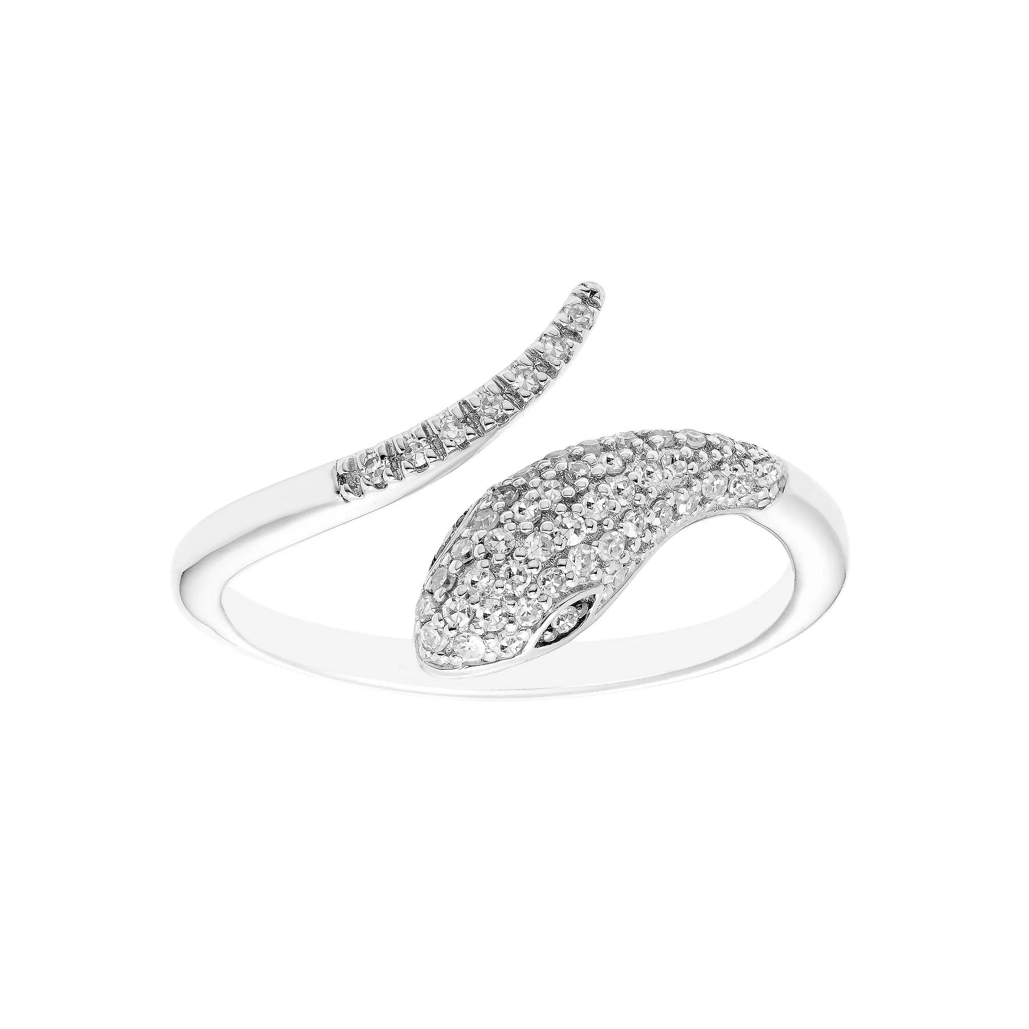 Sterling Silver 1/8 Carat T.W. Diamond Open Snake Ring, Women's Product Image