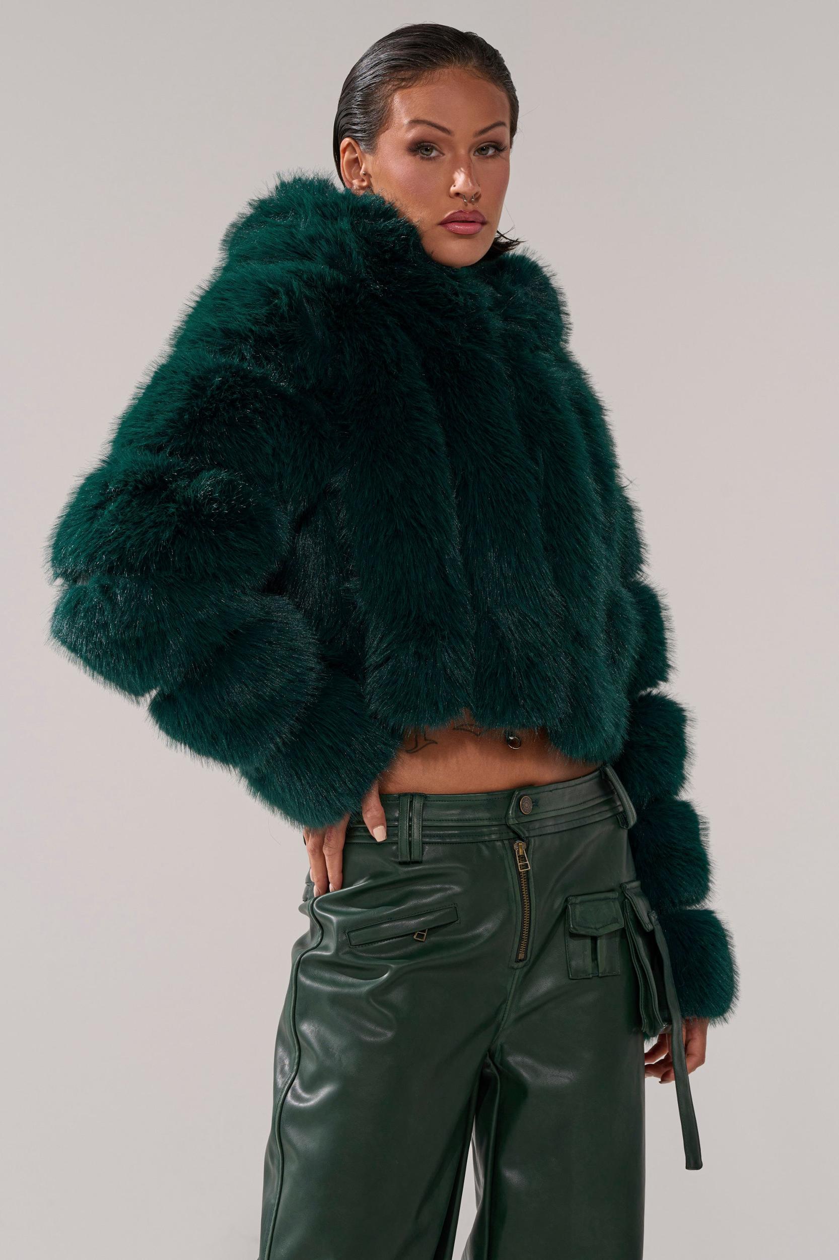 JOLENE FAUX FUR COAT IN EMERALD GREEN Product Image
