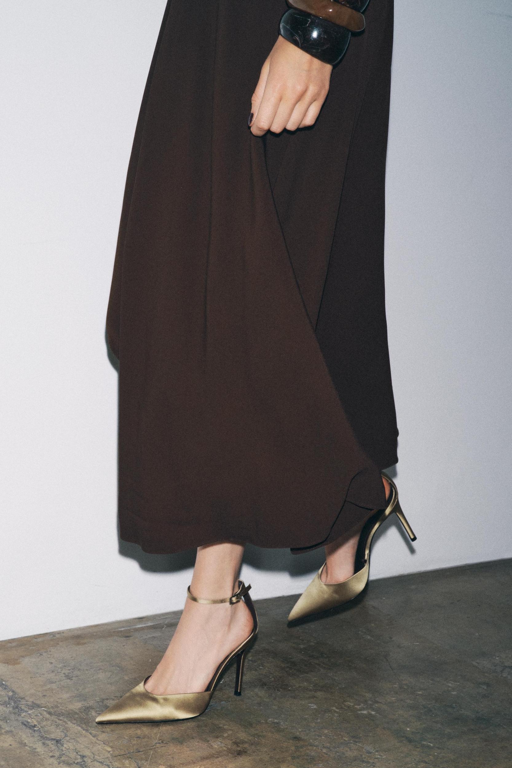 SATIN ANKLE STRAP HEELS Product Image