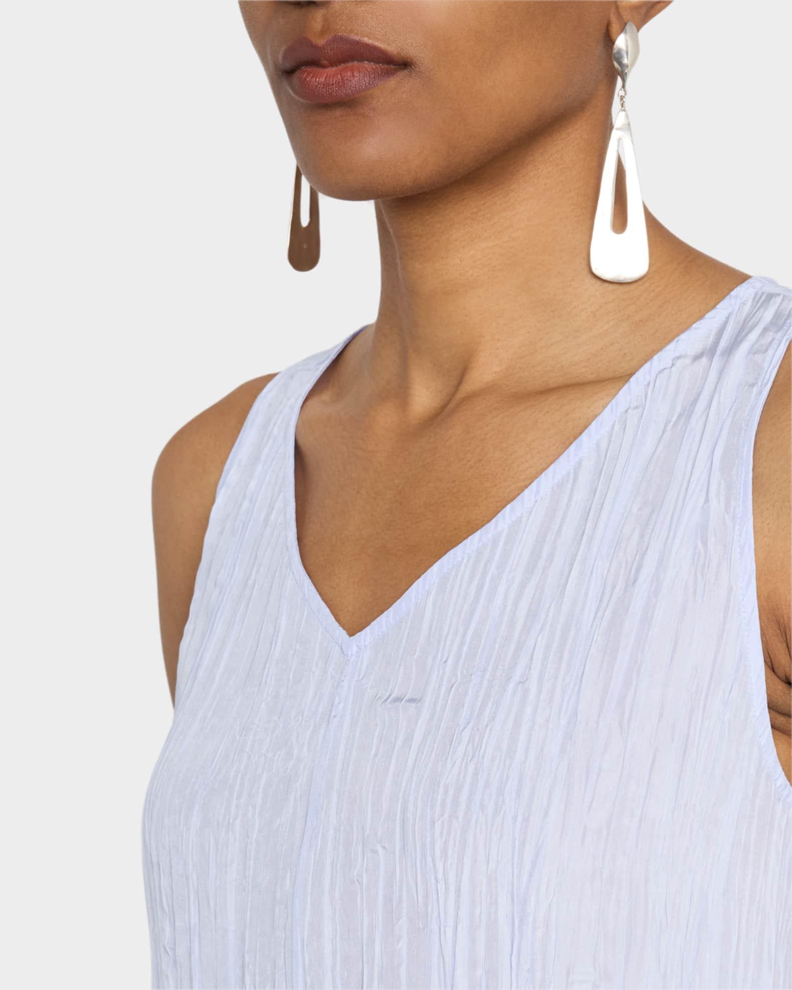 Sleeveless Crinkled Silk Midi Dress Product Image