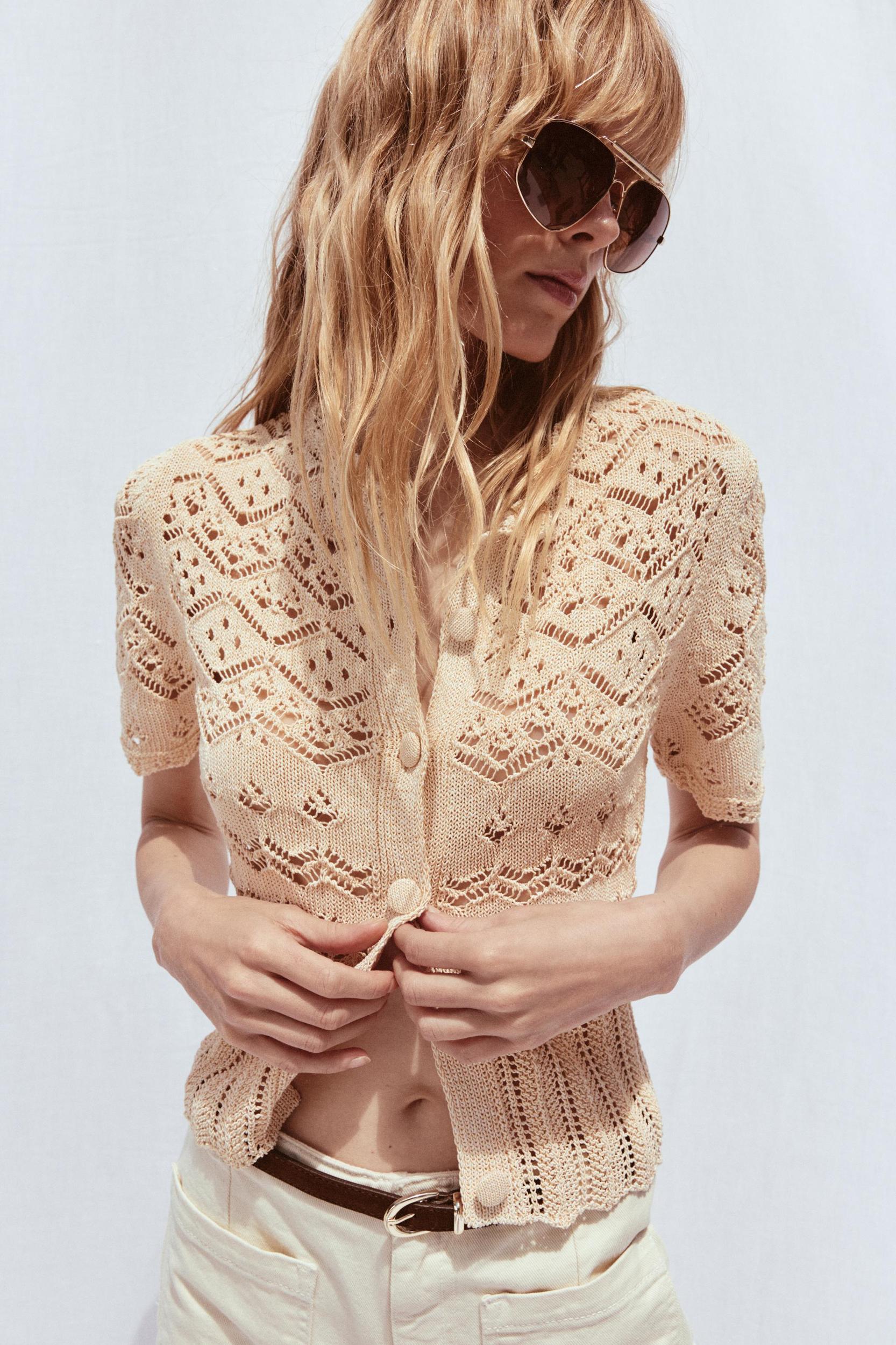 POINTELLE KNIT CARDIGAN Product Image