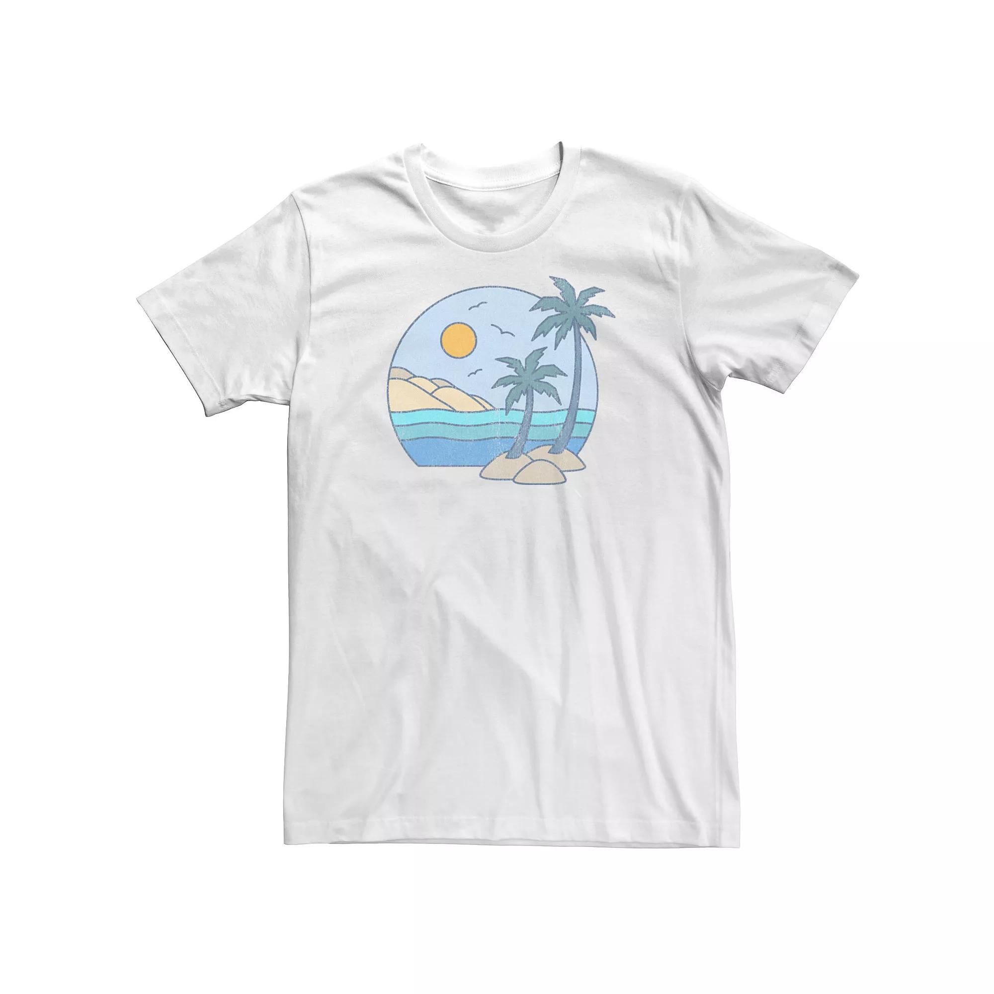 Big & Tall Palm Tree Beach Pastel Circle Portrait Tee, Men's,  Product Image