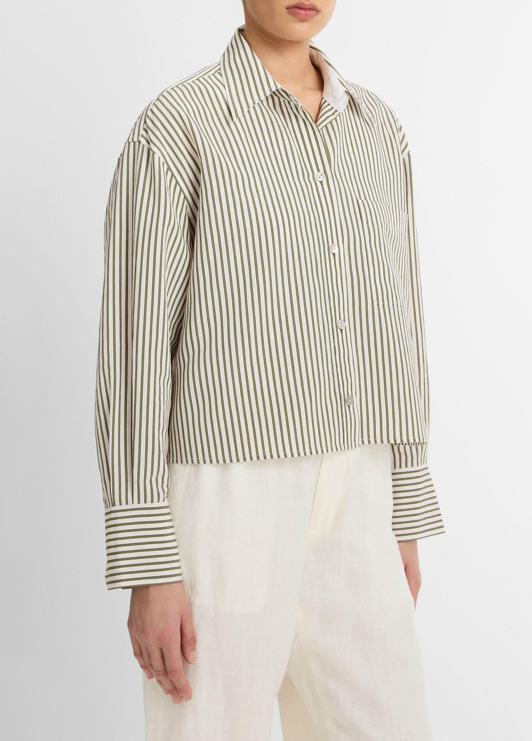 Till Stripe Cropped Button-Front Shirt Product Image