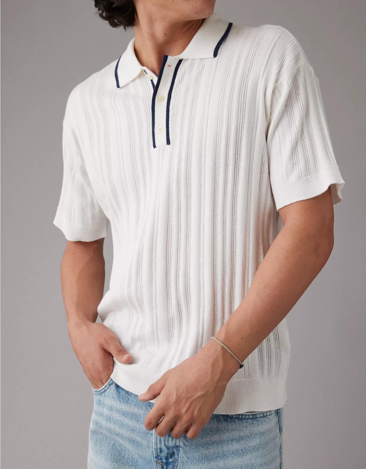 AE Weekend Tipped Sweater Polo Shirt Product Image