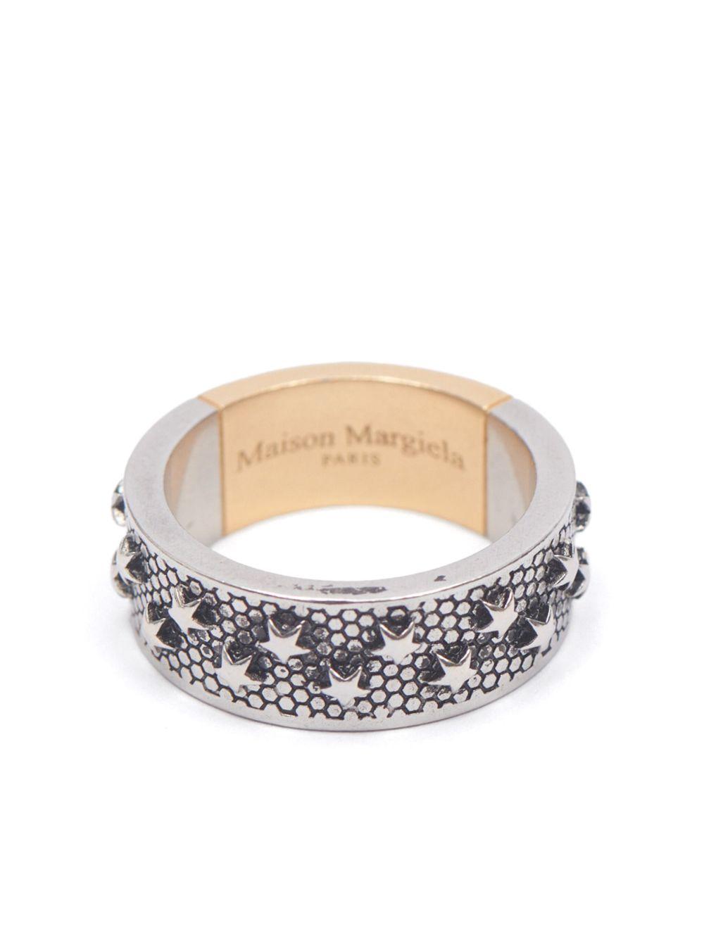 Star-embossed flat-band ring Product Image