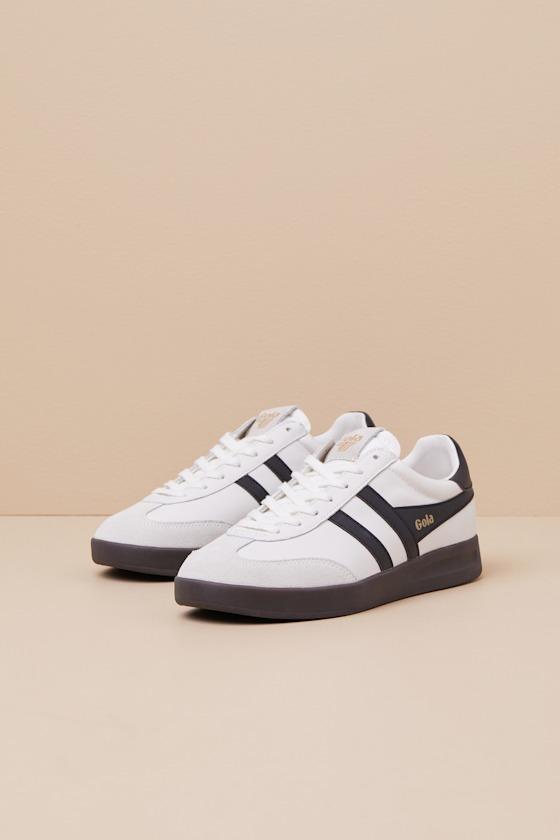 Cyclone White and Black Leather Lace-Up Sneakers Product Image