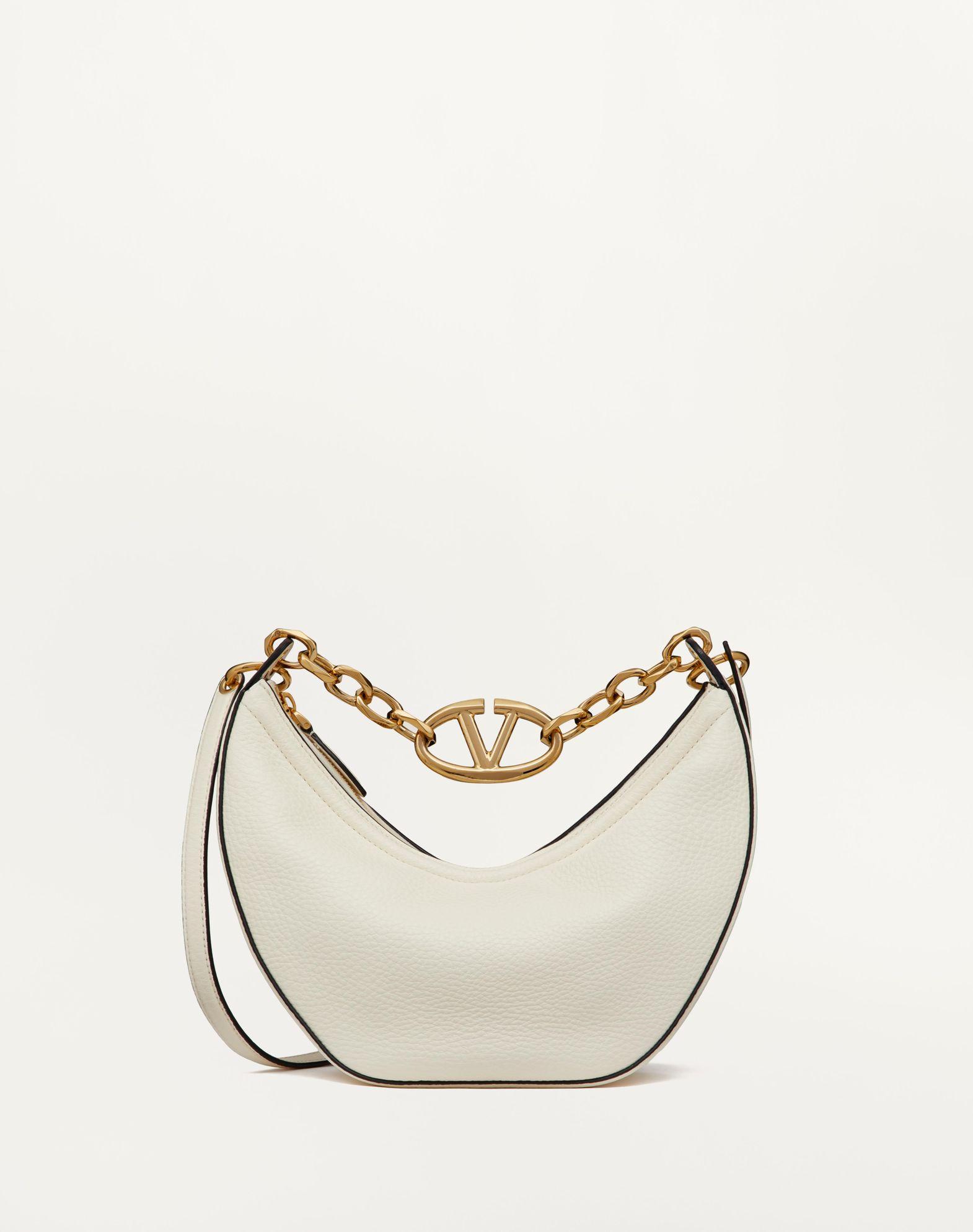 Small Vlogo Moon Hobo Bag In Grainy Calfskin With Chain Product Image