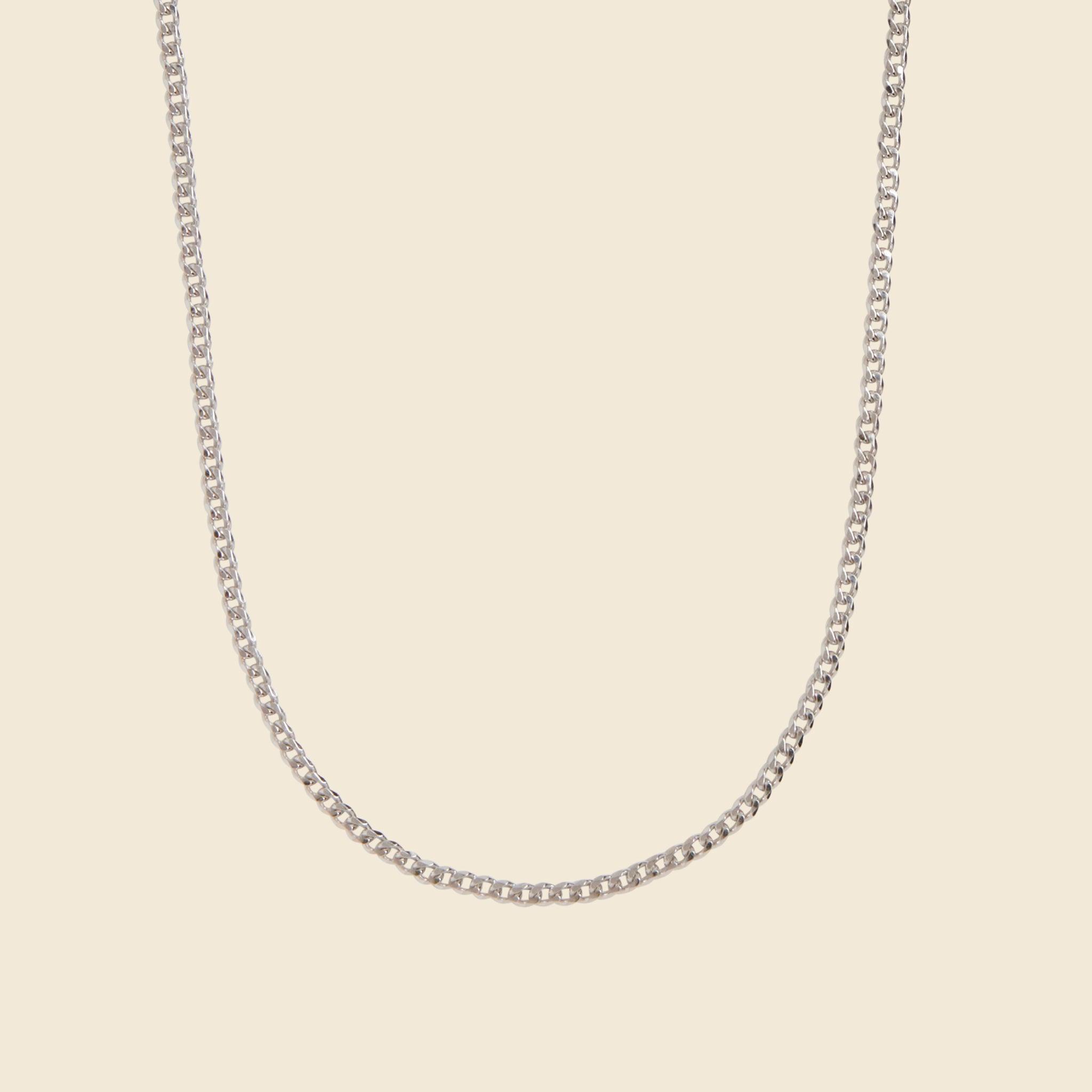 3mm Cuban Chain Necklace - Sterling Silver Product Image