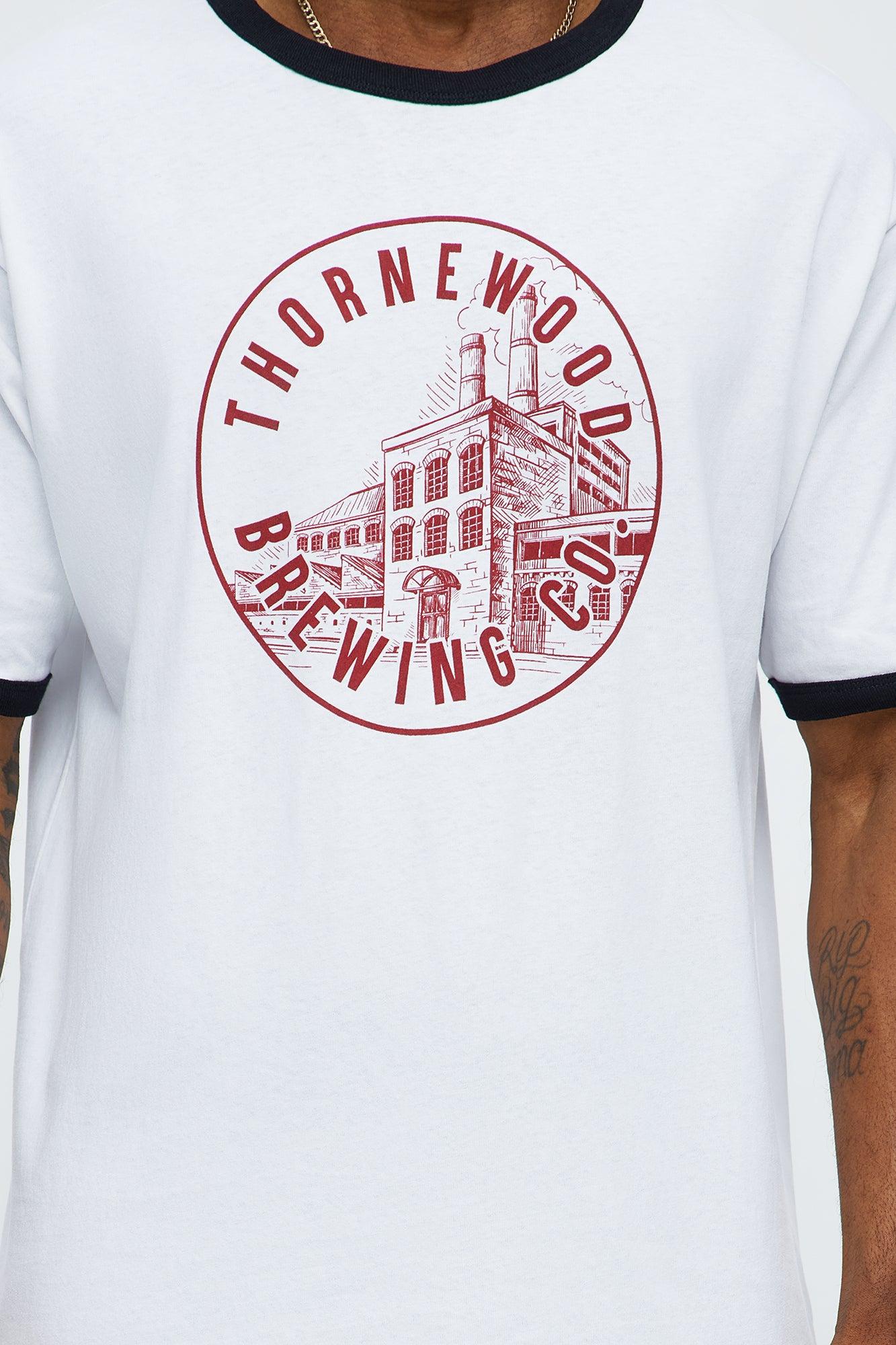 Thornewood Brewing Ringer Short Sleeve Tee - White/Black Male Product Image
