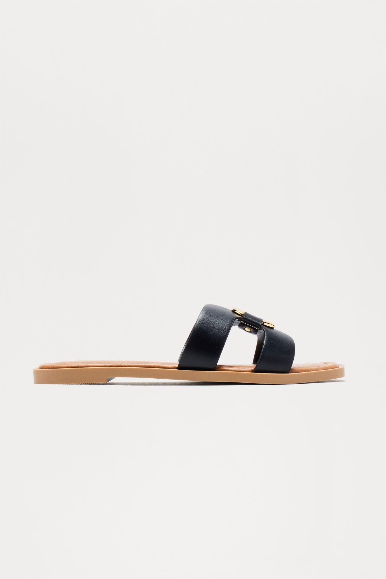 Jeanine Flat Sandals - Black Product Image