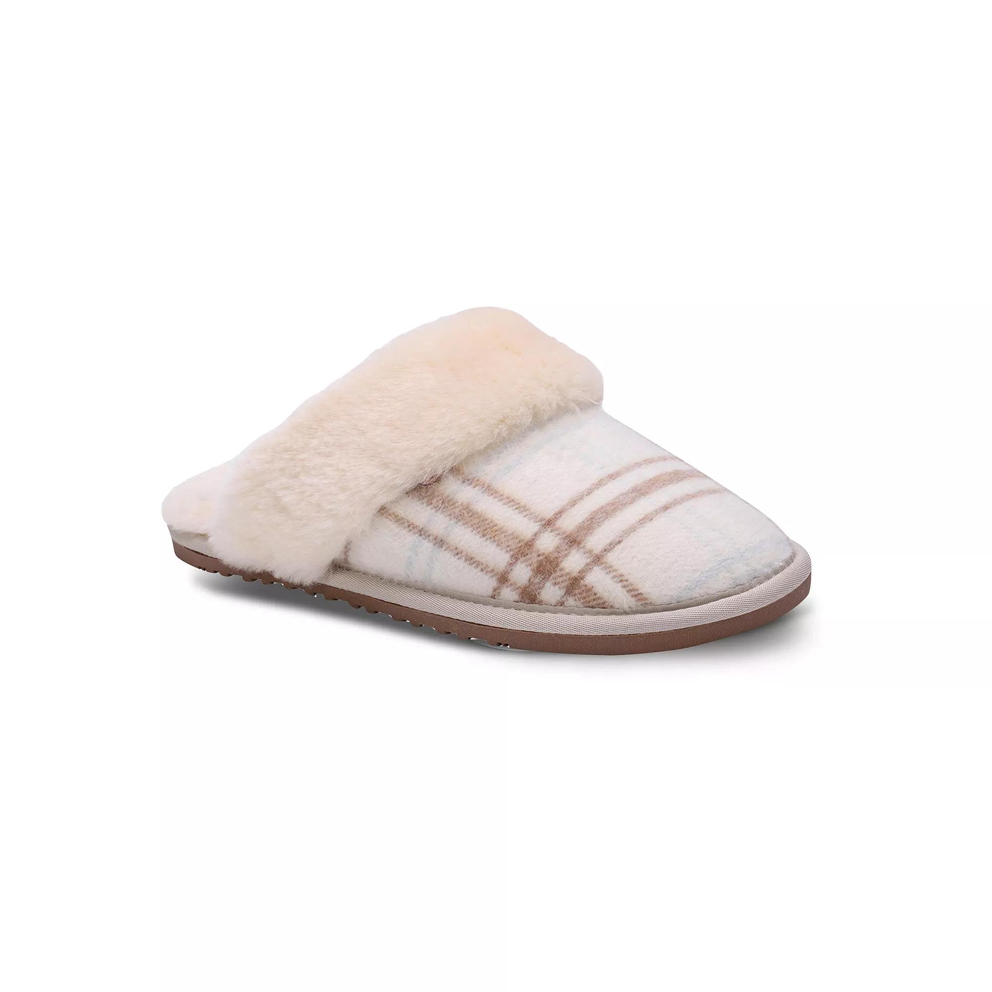 Mykos Women's Fleece Scuff Slippers, Size: Small, Brown Plaid Product Image