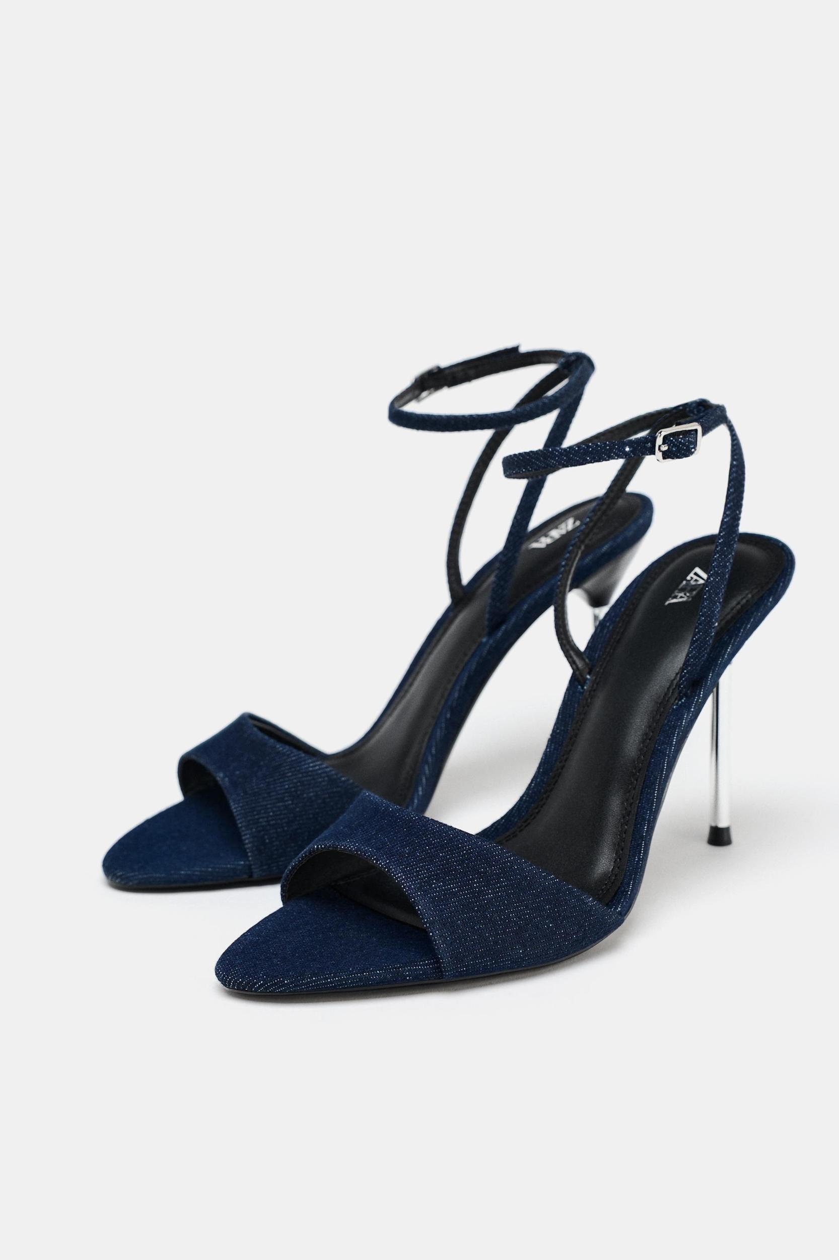 HIGH-HEELED DENIM SANDALS Product Image