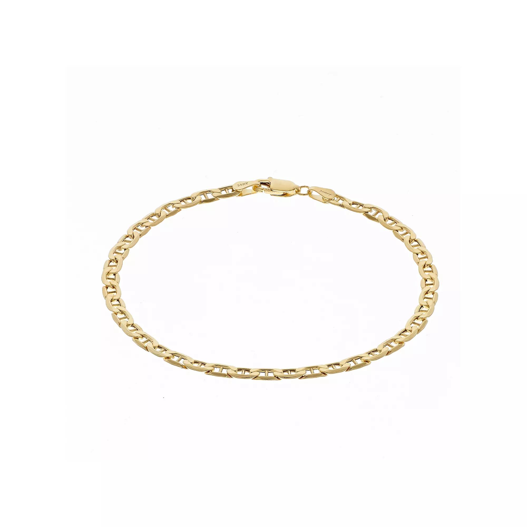 14k Gold 4 mm Semi-Solid Anchor Chain Necklace, Women's, Size: 24" Product Image