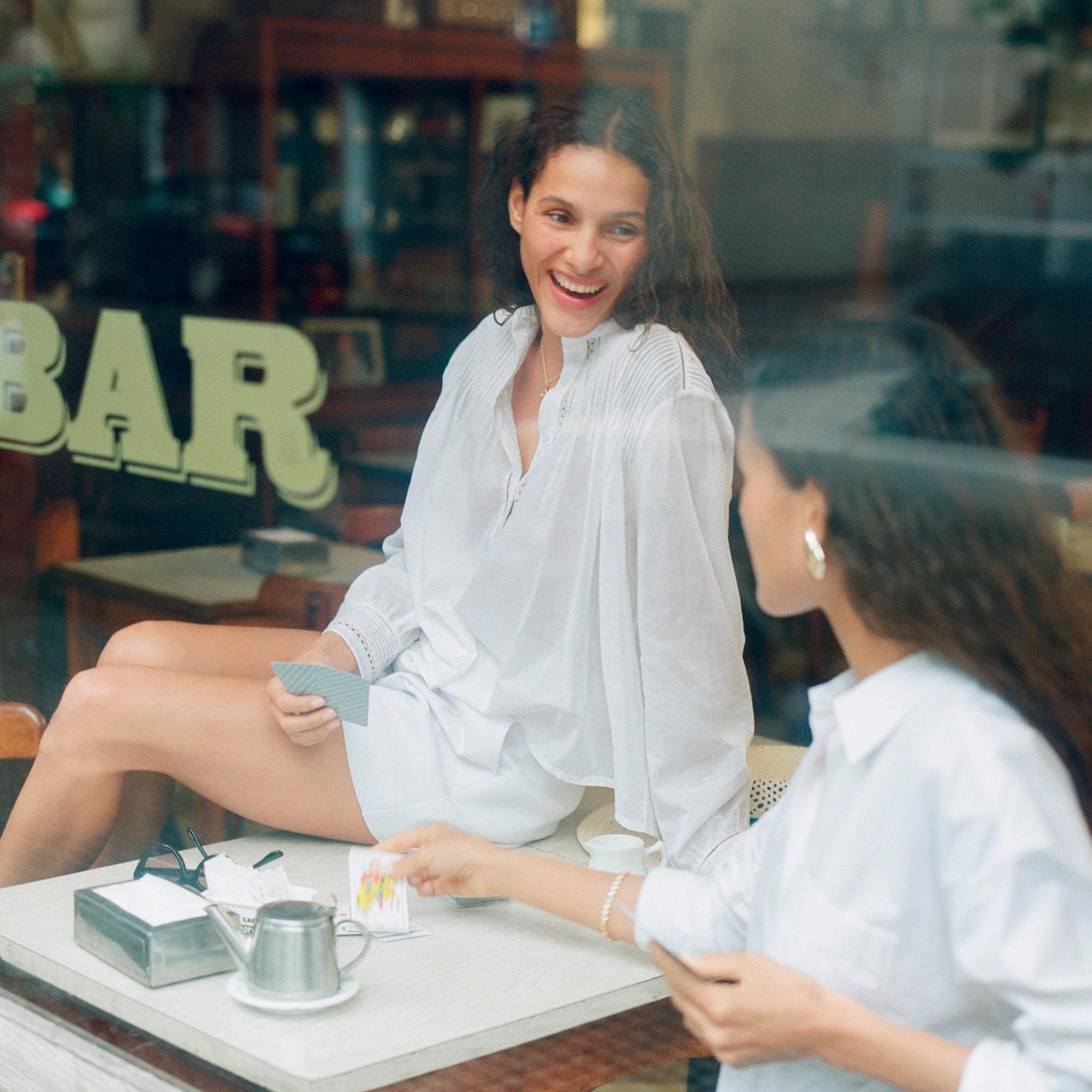 Pintuck lace-trim top in cotton voile Product Image