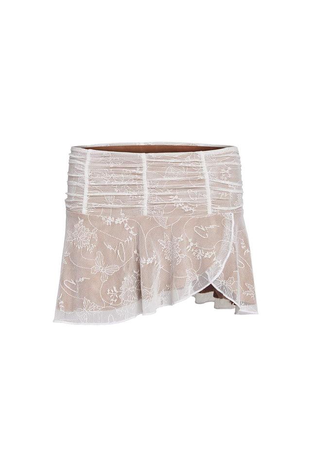 YVETTE SKIRT - WHITE : BUTTERFLY LACE Product Image