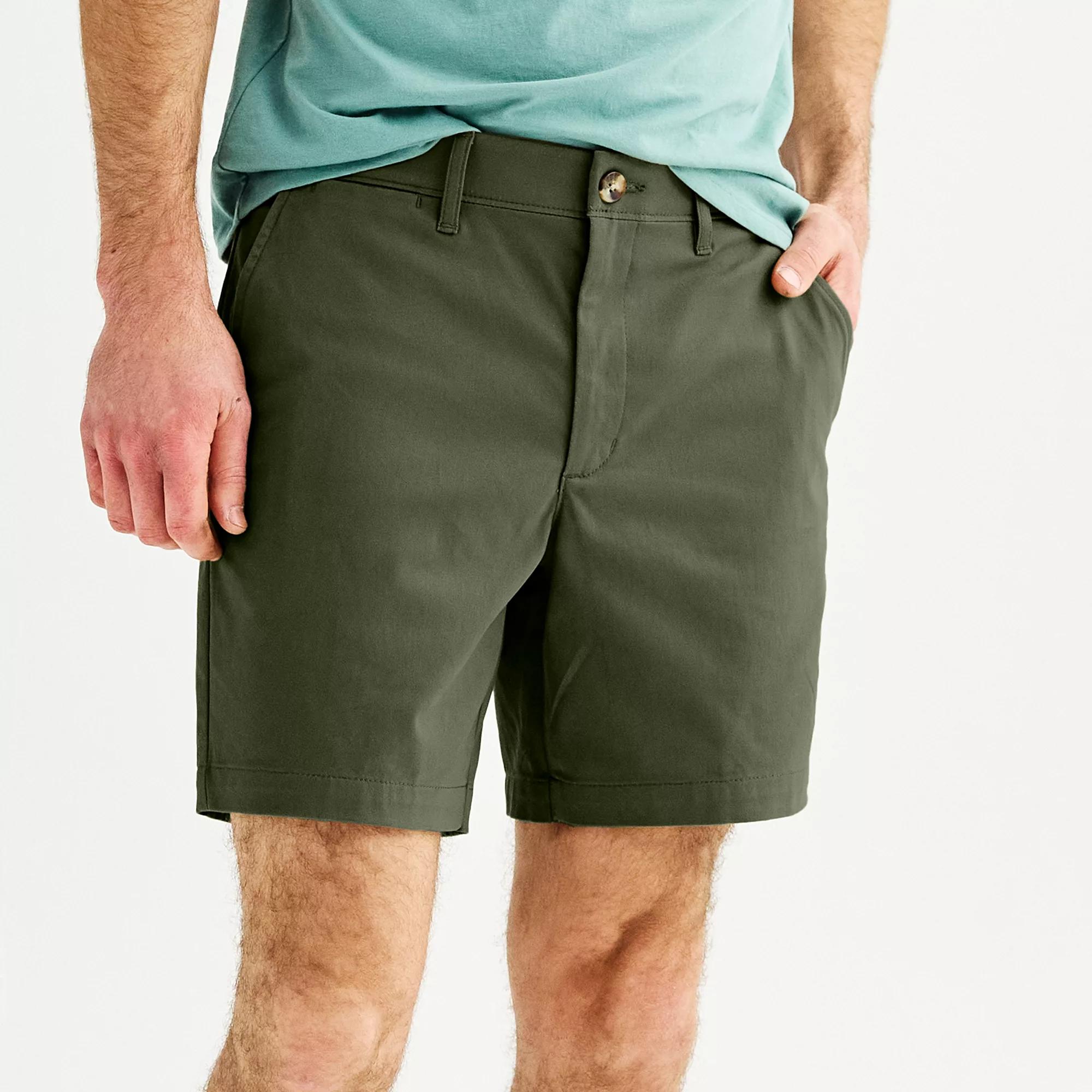 Men's Sonoma Goods For Life® 7" Flexwear Flat Front Shorts, Size: 42 7 IN, Dark Green Product Image