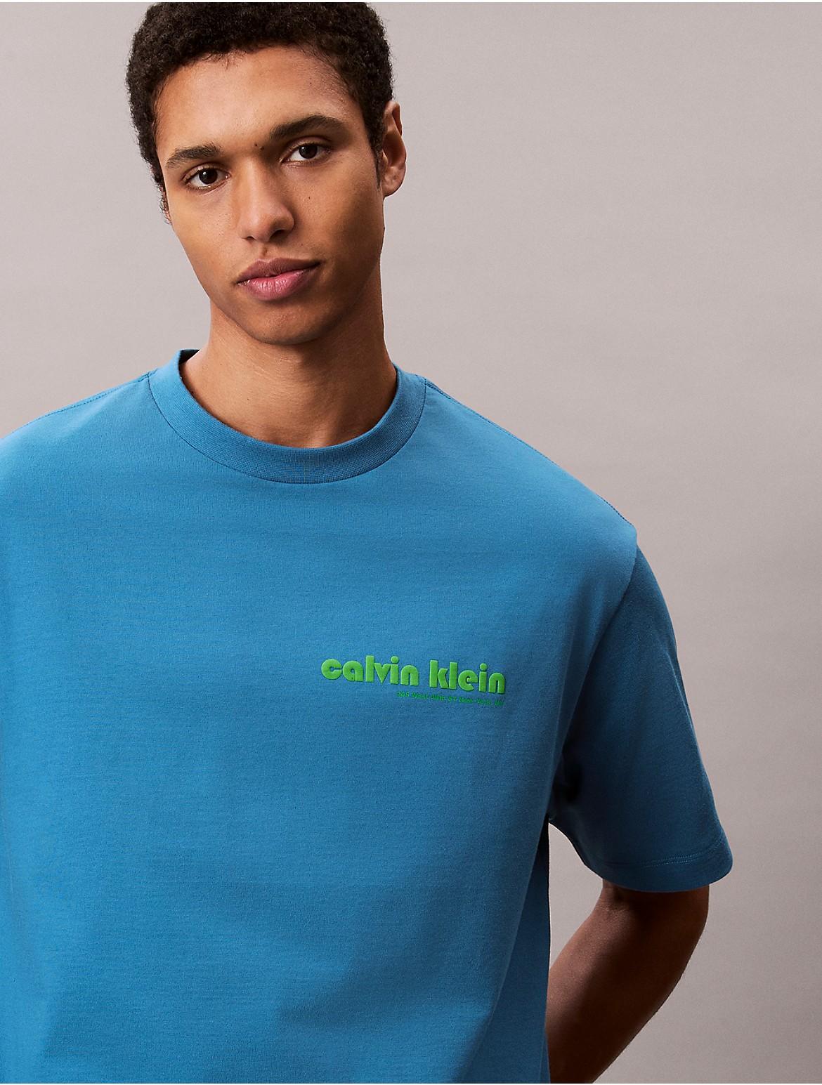 Calvin Klein Mens Round Logo Graphic Classic T-Shirt - Blue Product Image