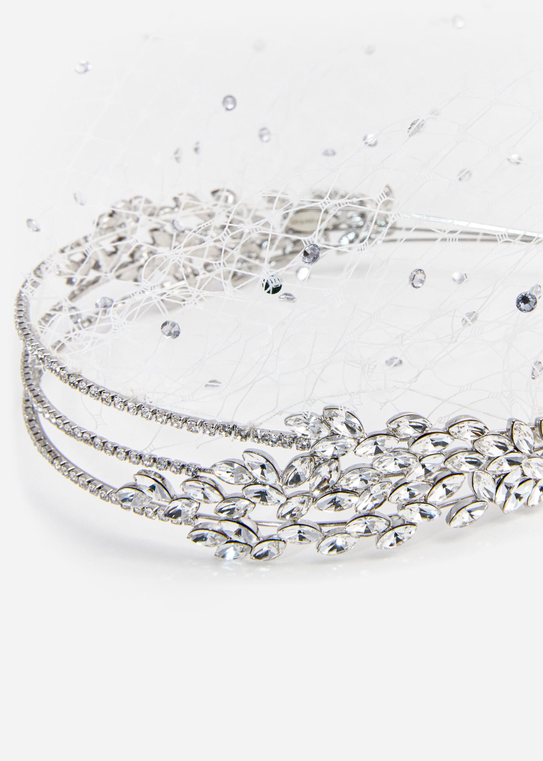 Crystal Embellished Veil Headband Product Image