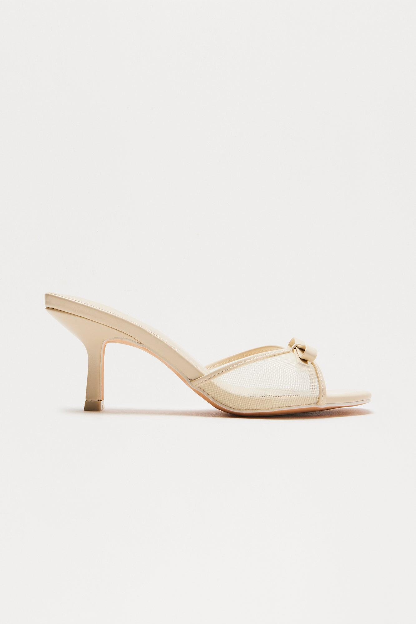 Divya Bow Faux Leather Mules - Ivory Product Image