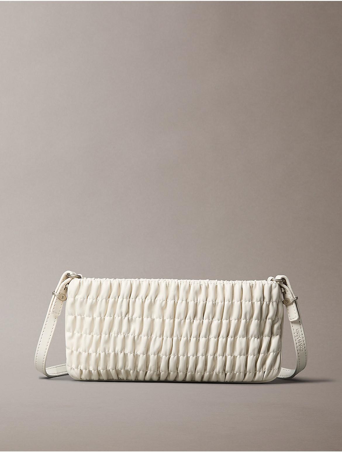 Calvin Klein Womens Ruched Small Shoulder Bag - White Product Image