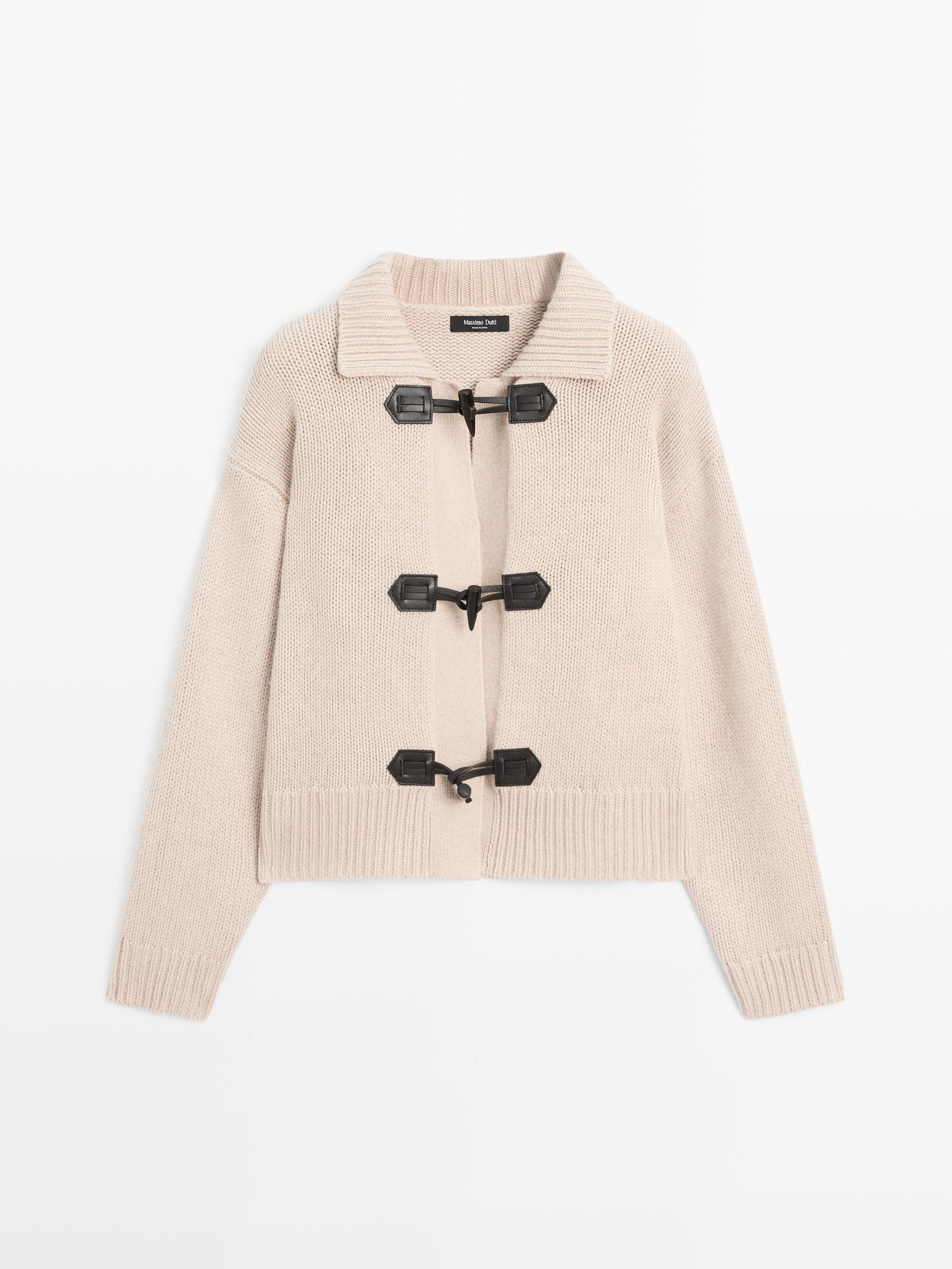 Wool blend cardigan with horn button detail Product Image
