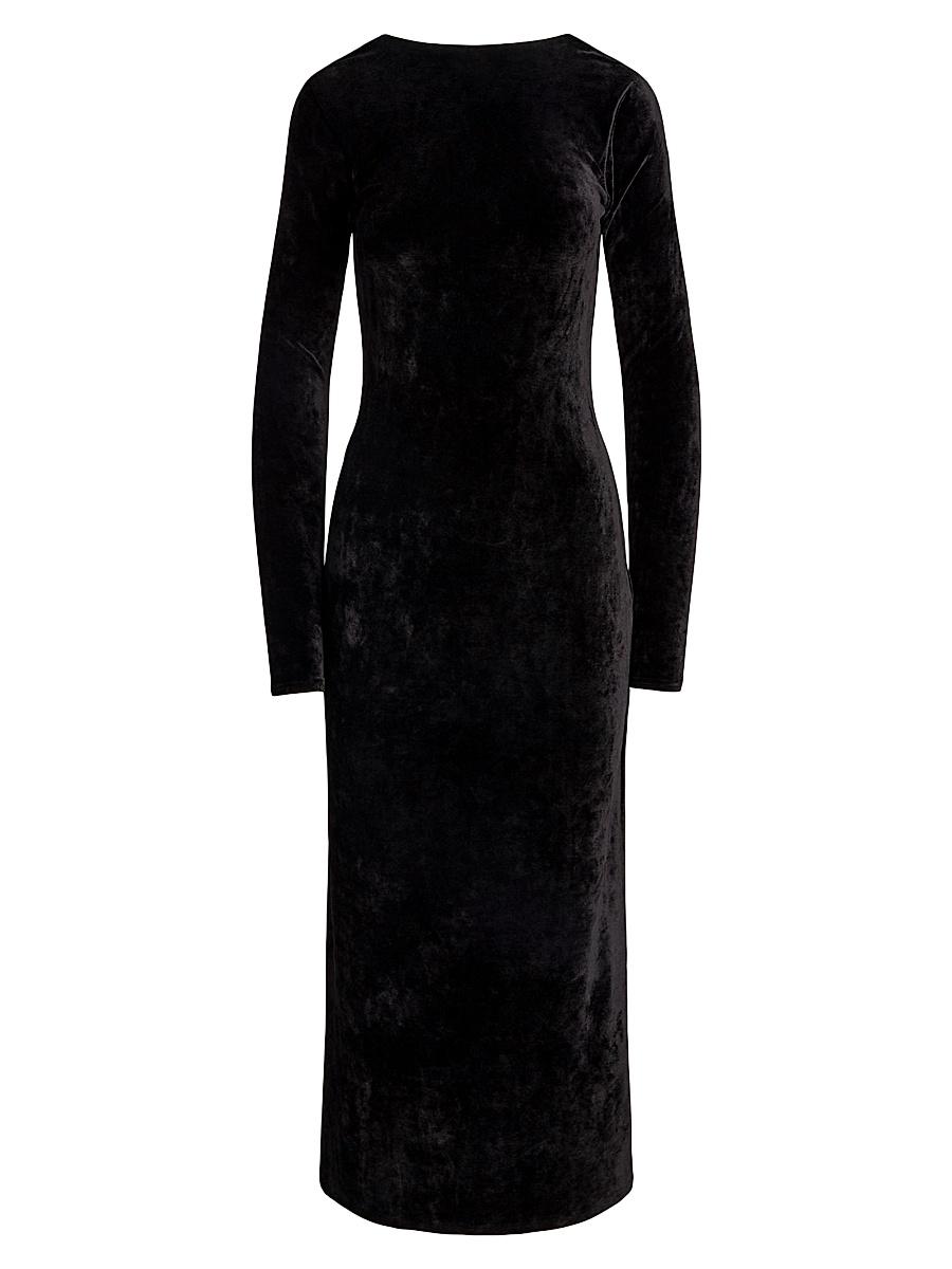 Womens Stretch Velvet Scoopback Midi-Dress Product Image