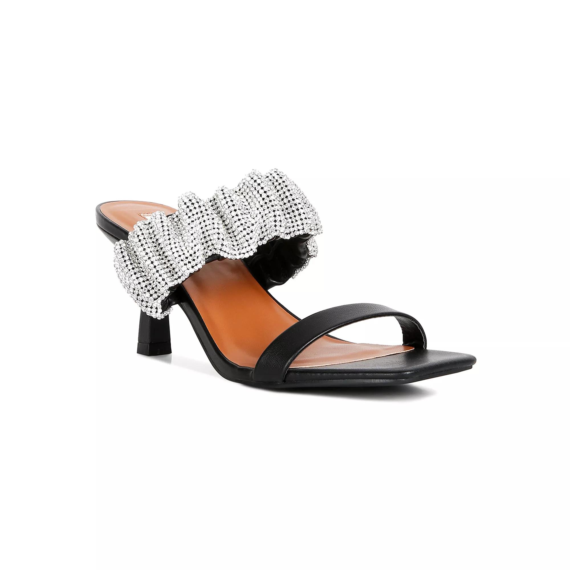 London Rag Cherry Blossom Diamante Women's Heeled Sandals,  Product Image