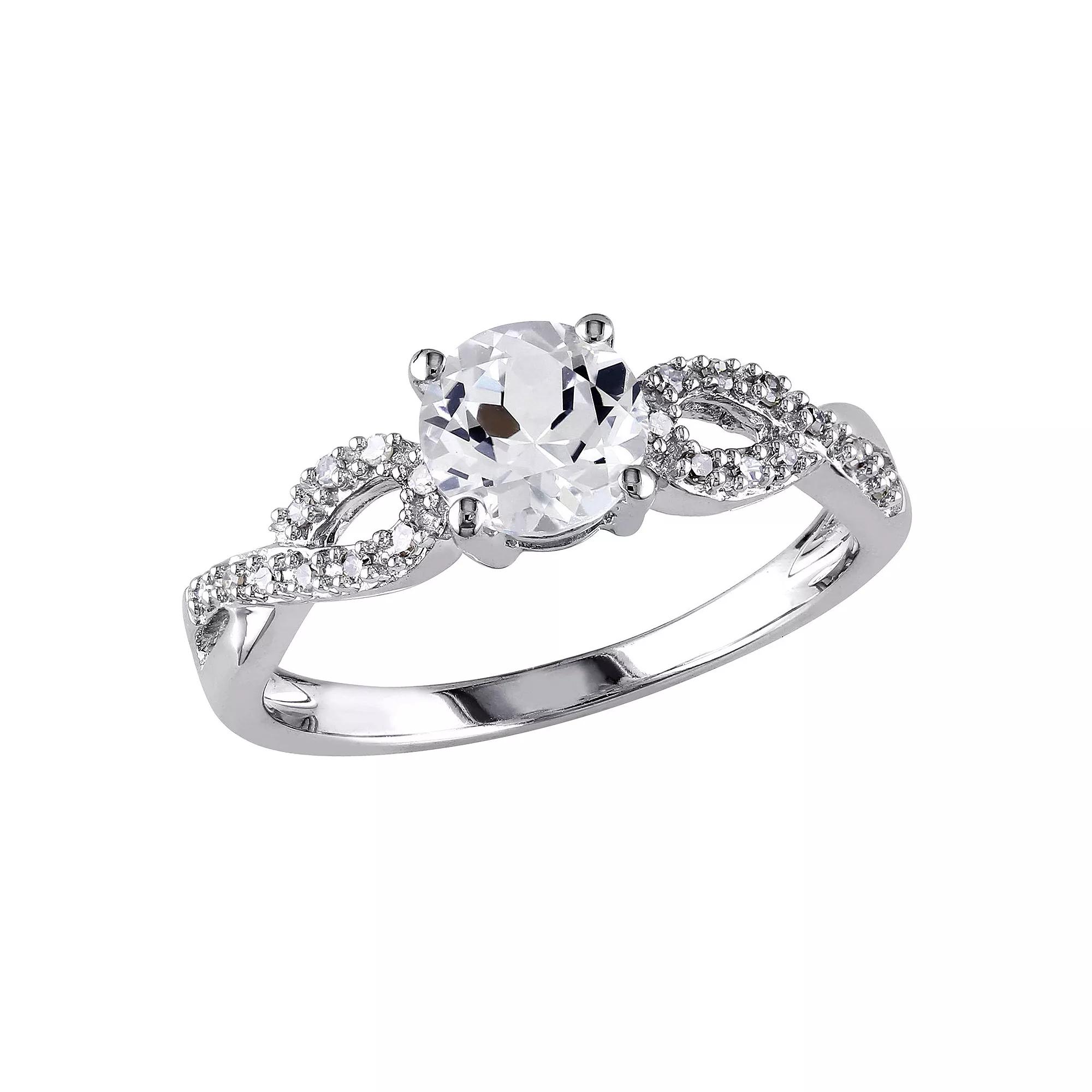 Stella Grace 10k White Gold 1/10 Carat T.W. Diamond & Lab-Created White Sapphire Twist Wedding Ring, Womens Product Image